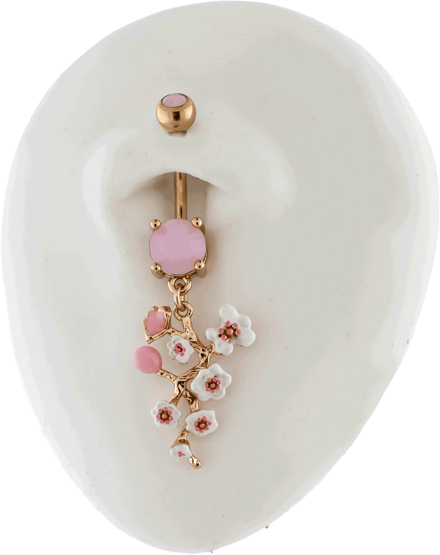 14G Pink Blossom Flower Navel Ring