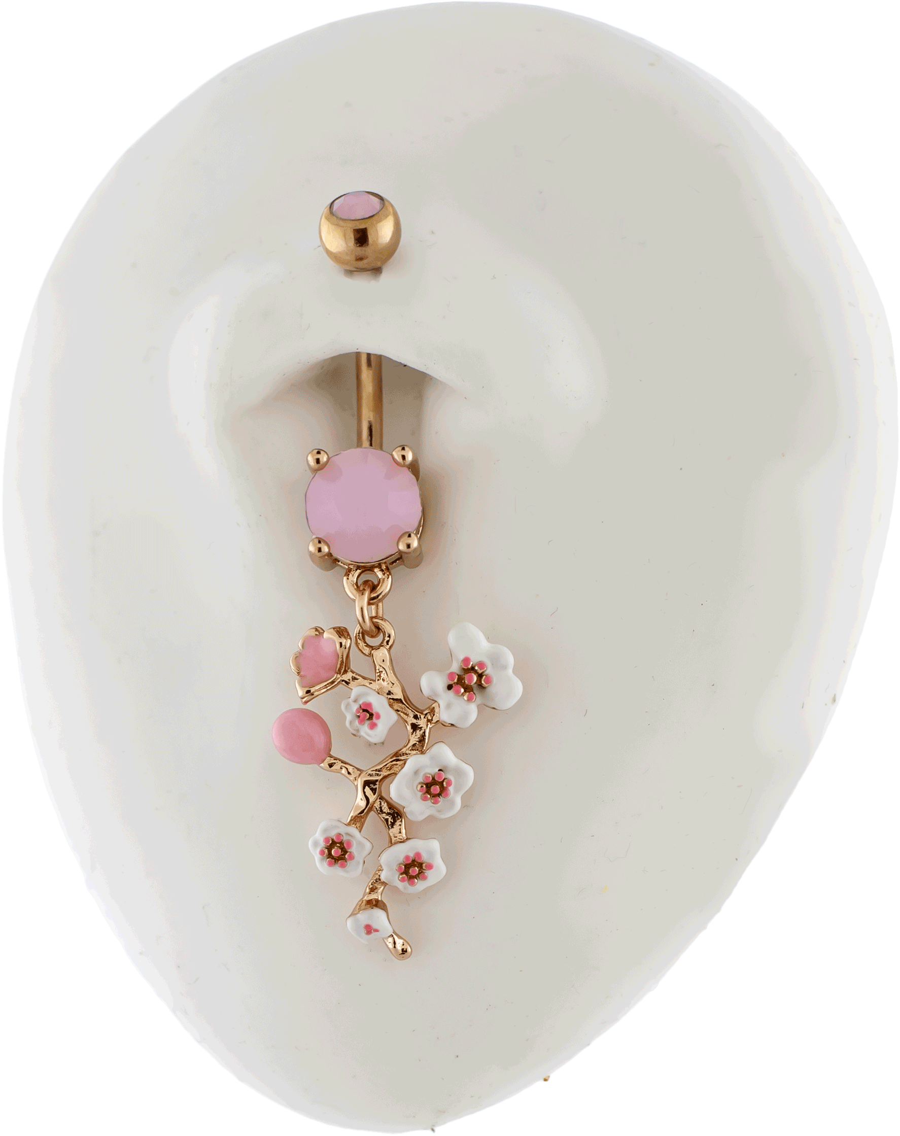 14G Pink Blossom Flower Navel Ring