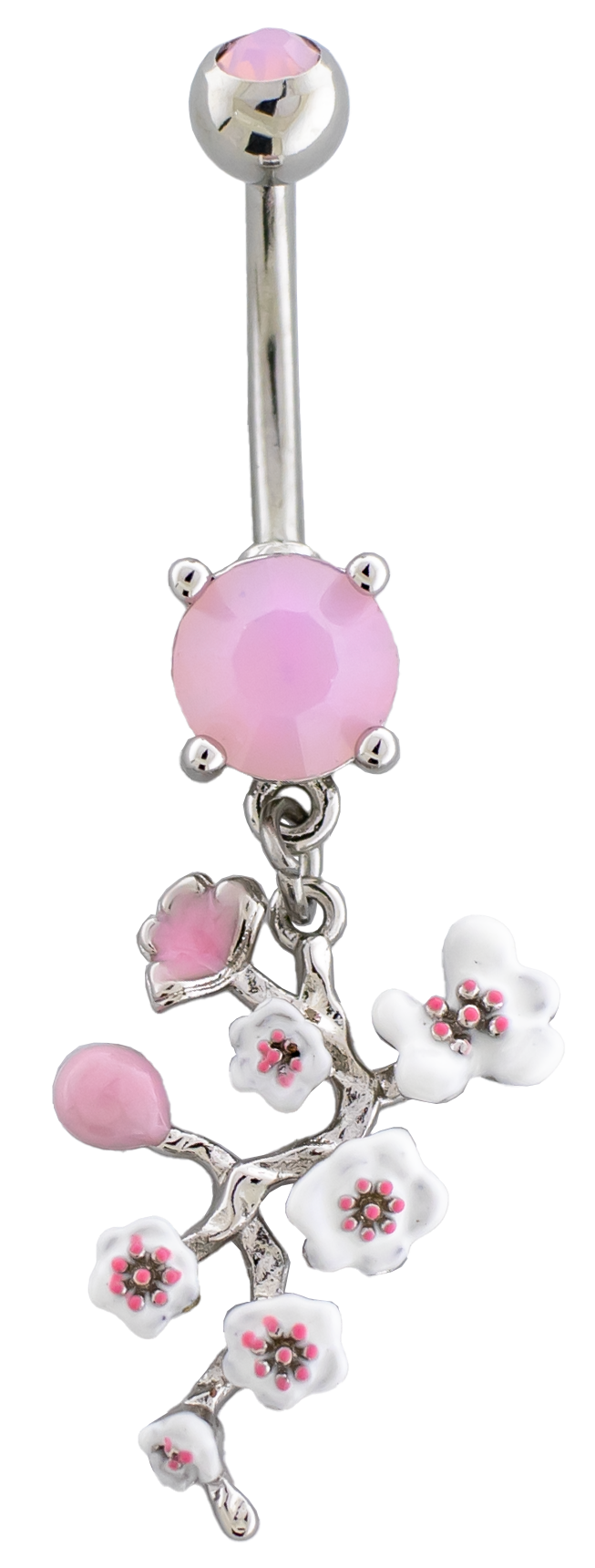 14G Pink Blossom Flower Navel Ring