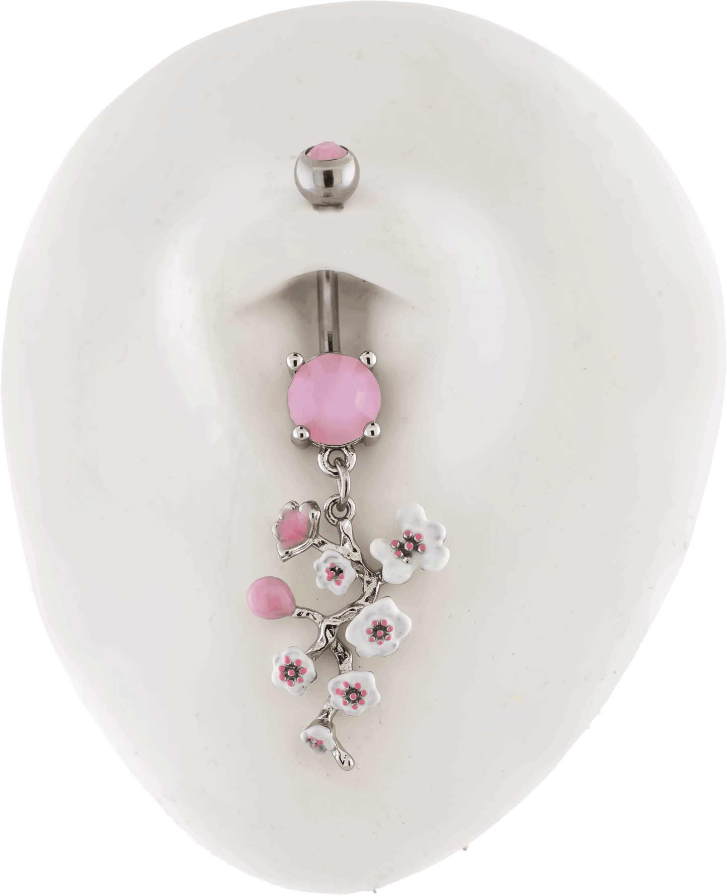 14G Pink Blossom Flower Navel Ring