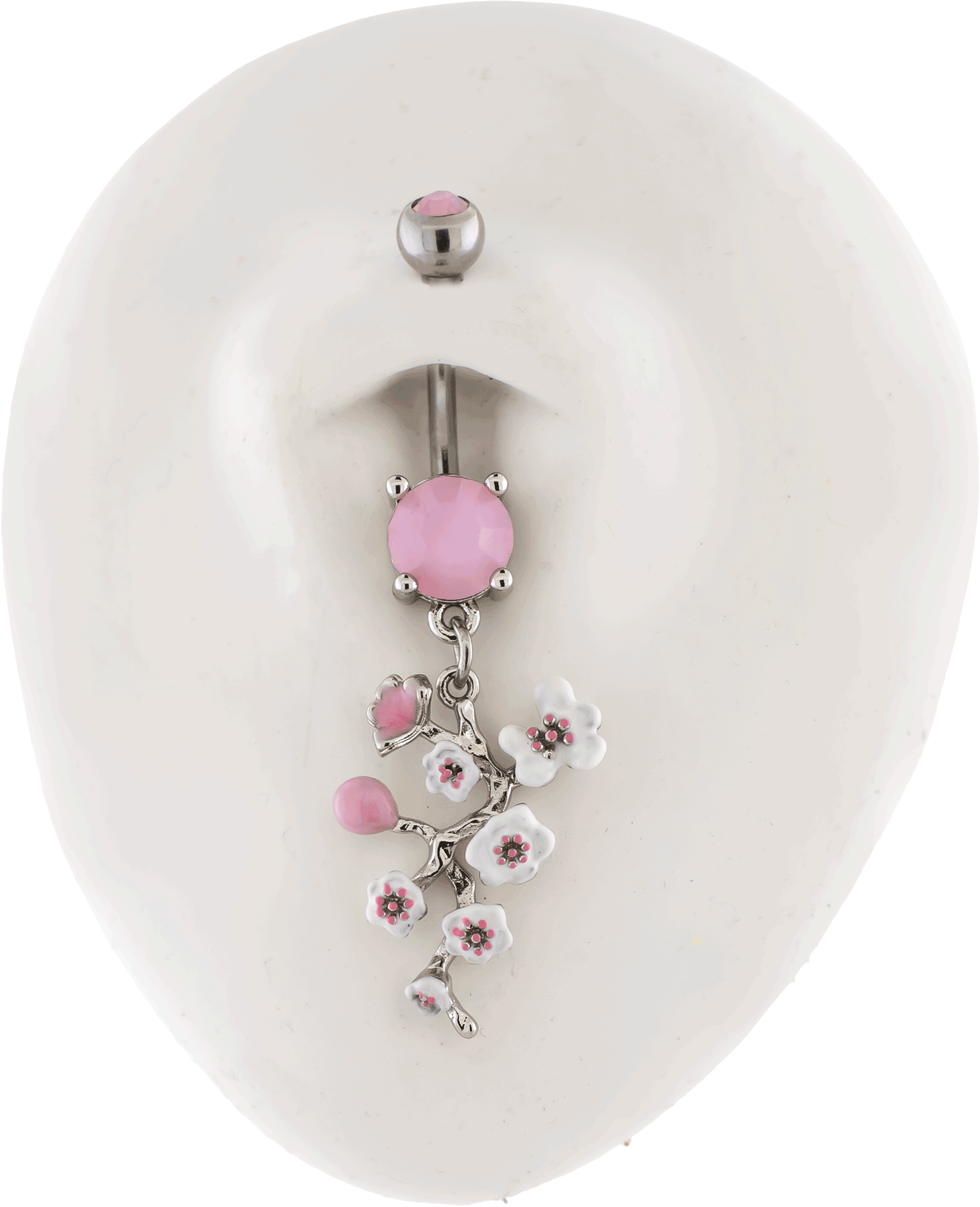 14G Pink Blossom Flower Navel Ring