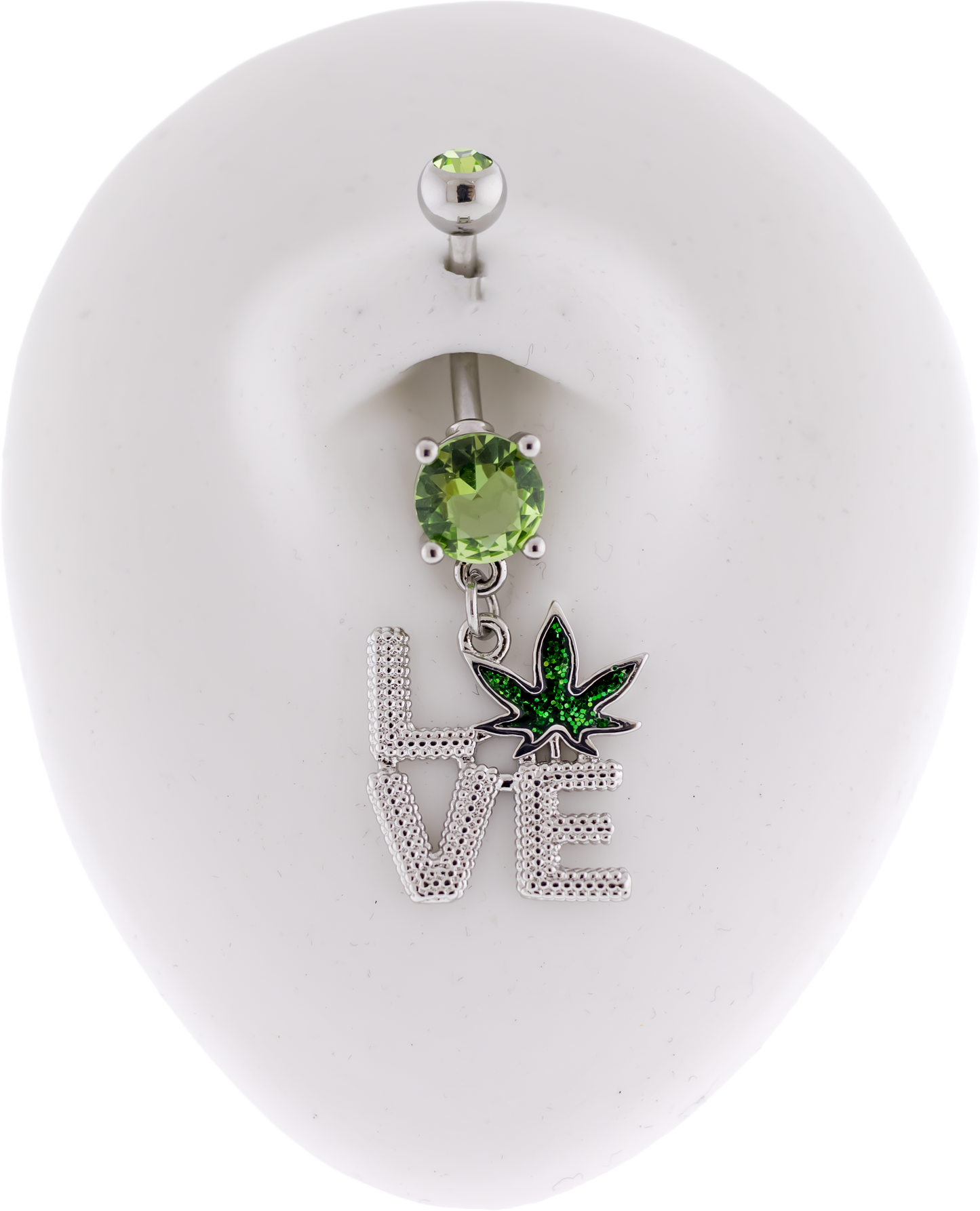 14G LOVE Pot Leaf Navel Ring - Pierced Addiction