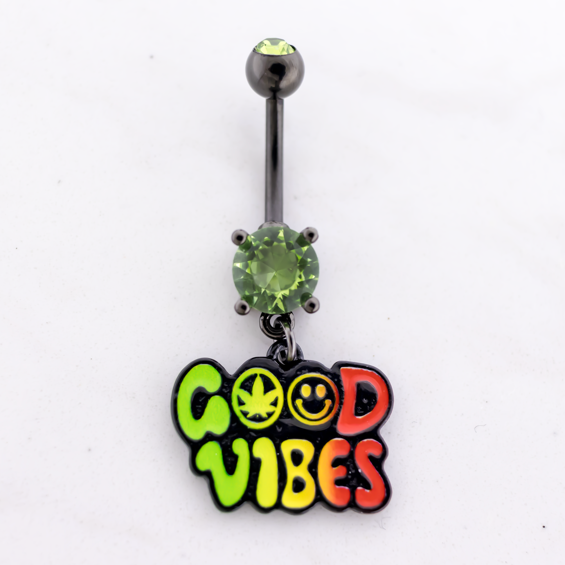 14G Good Vibes Pot Leaf Navel Ring - Pierced Addiction