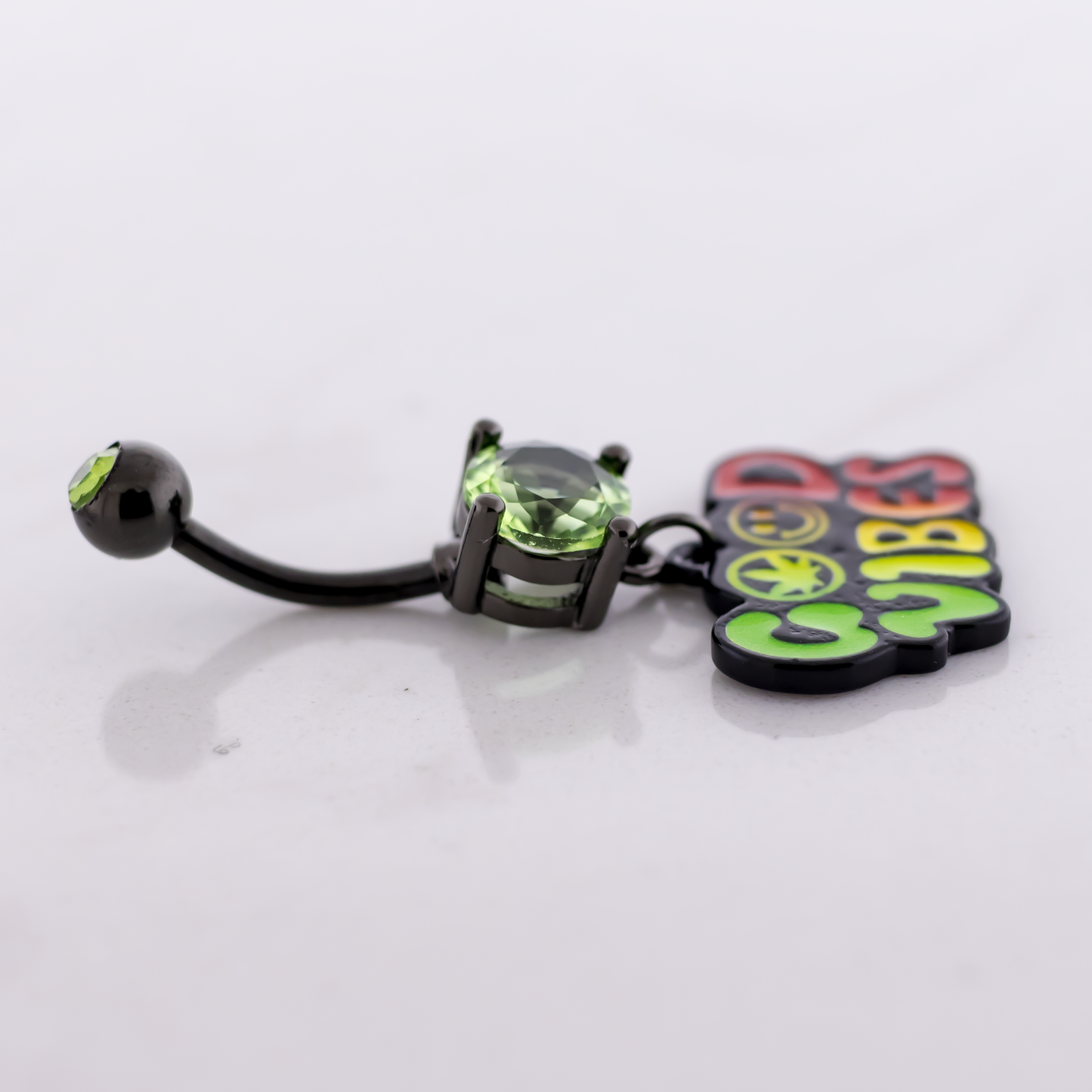 14G Good Vibes Pot Leaf Navel Ring - Pierced Addiction