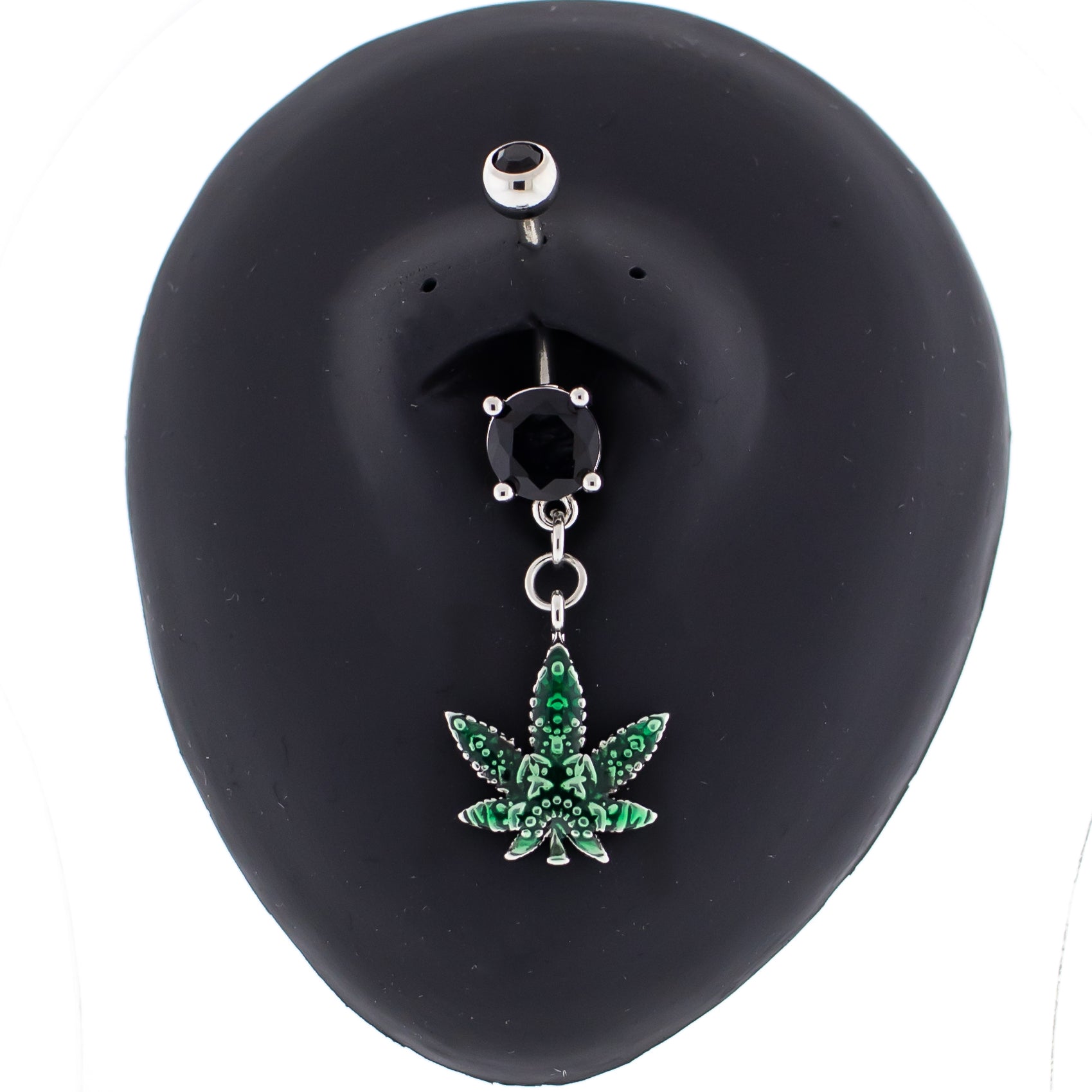 14G Decorative Pot Leaf Navel Ring - Pierced Addiction