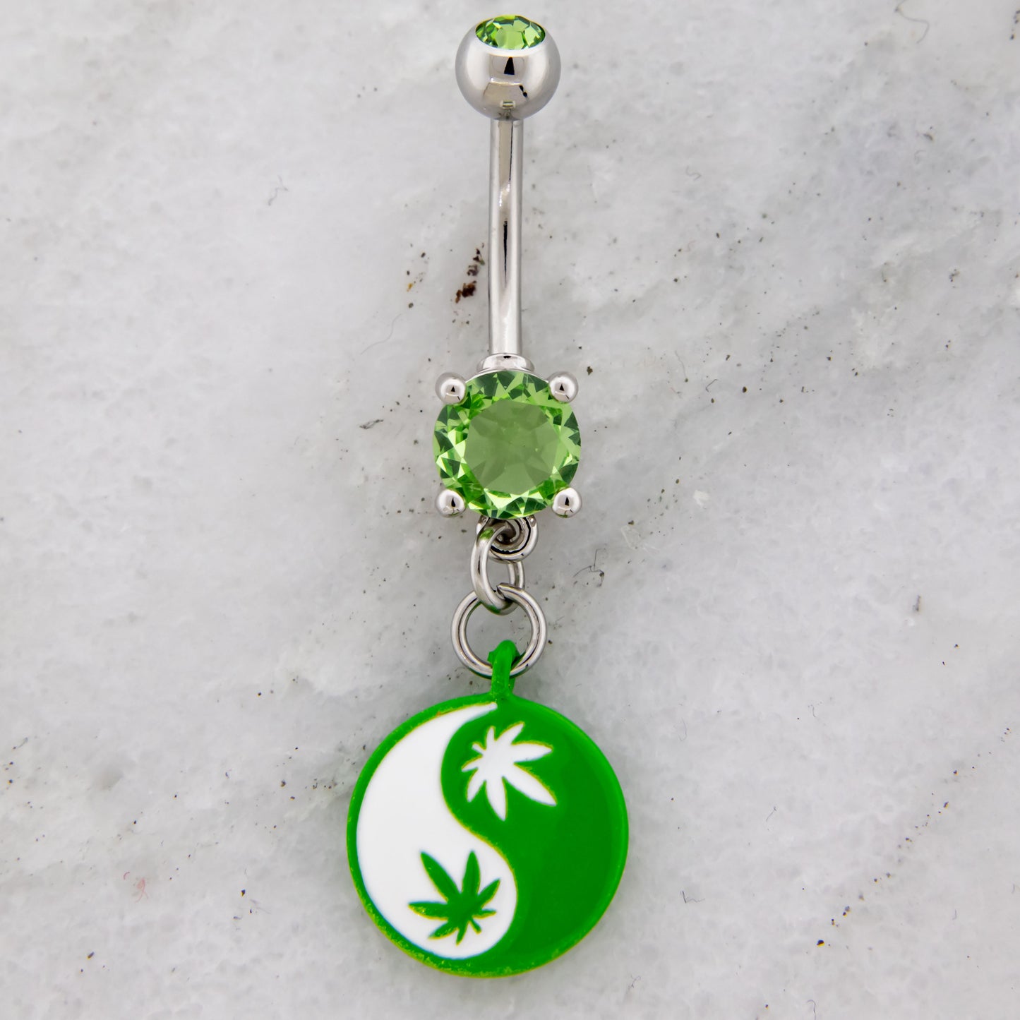 14G Yin Yang Pot Leaf Navel Ring - Pierced Addiction