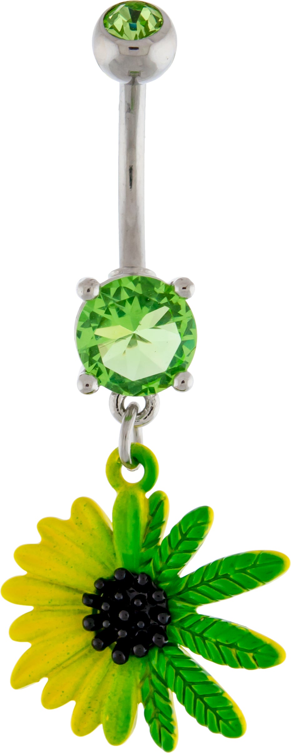 14G Sunflower Pot Leaf Navel Ring - Pierced Addiction