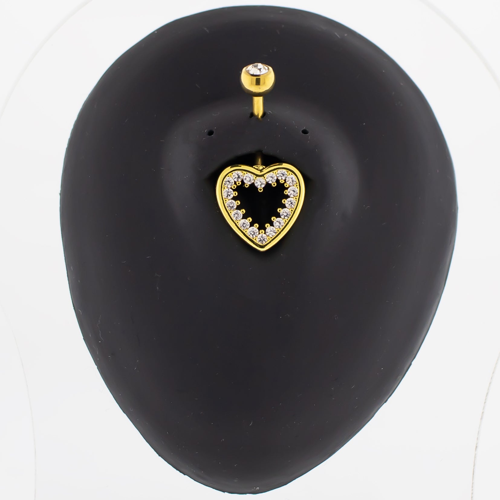 14G Gem Cutout Heart Navel Ring - Pierced Addiction