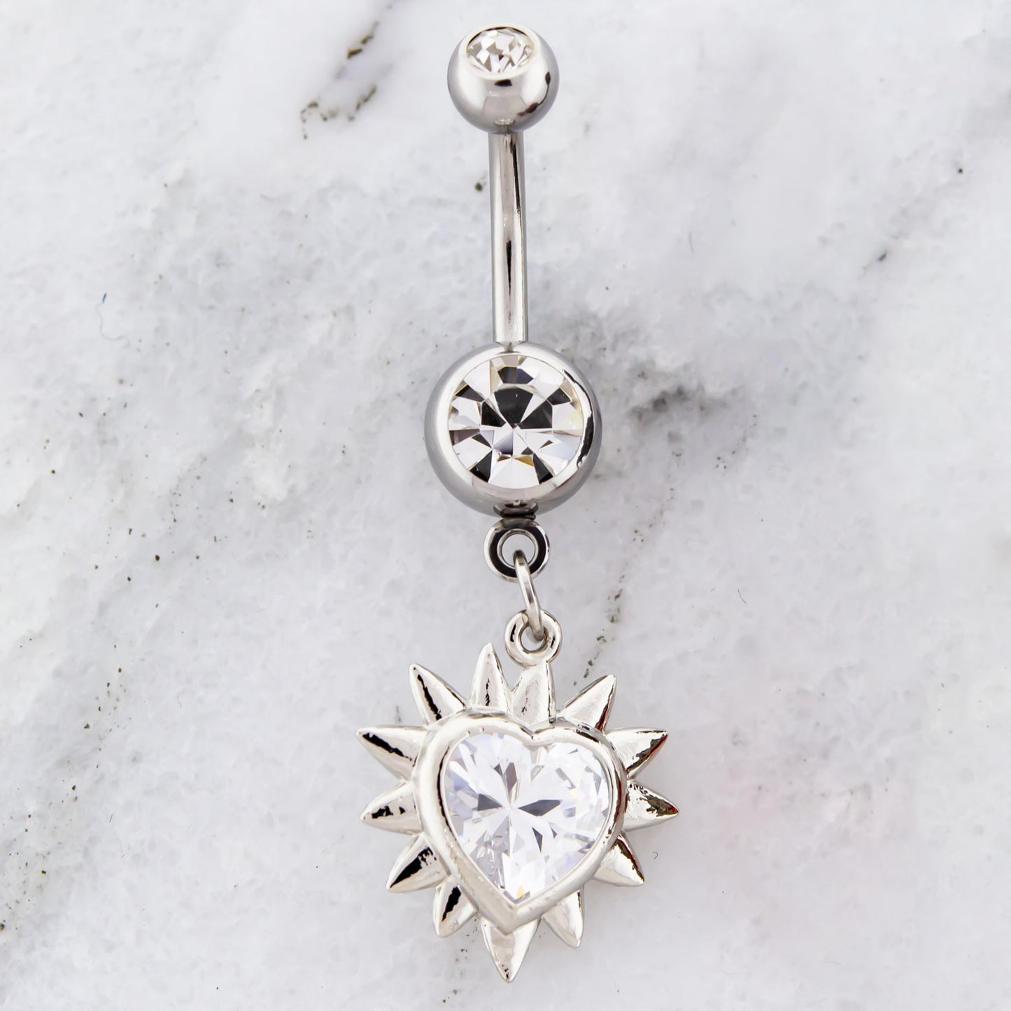 14G Spike Heart Navel Ring - Pierced Addiction