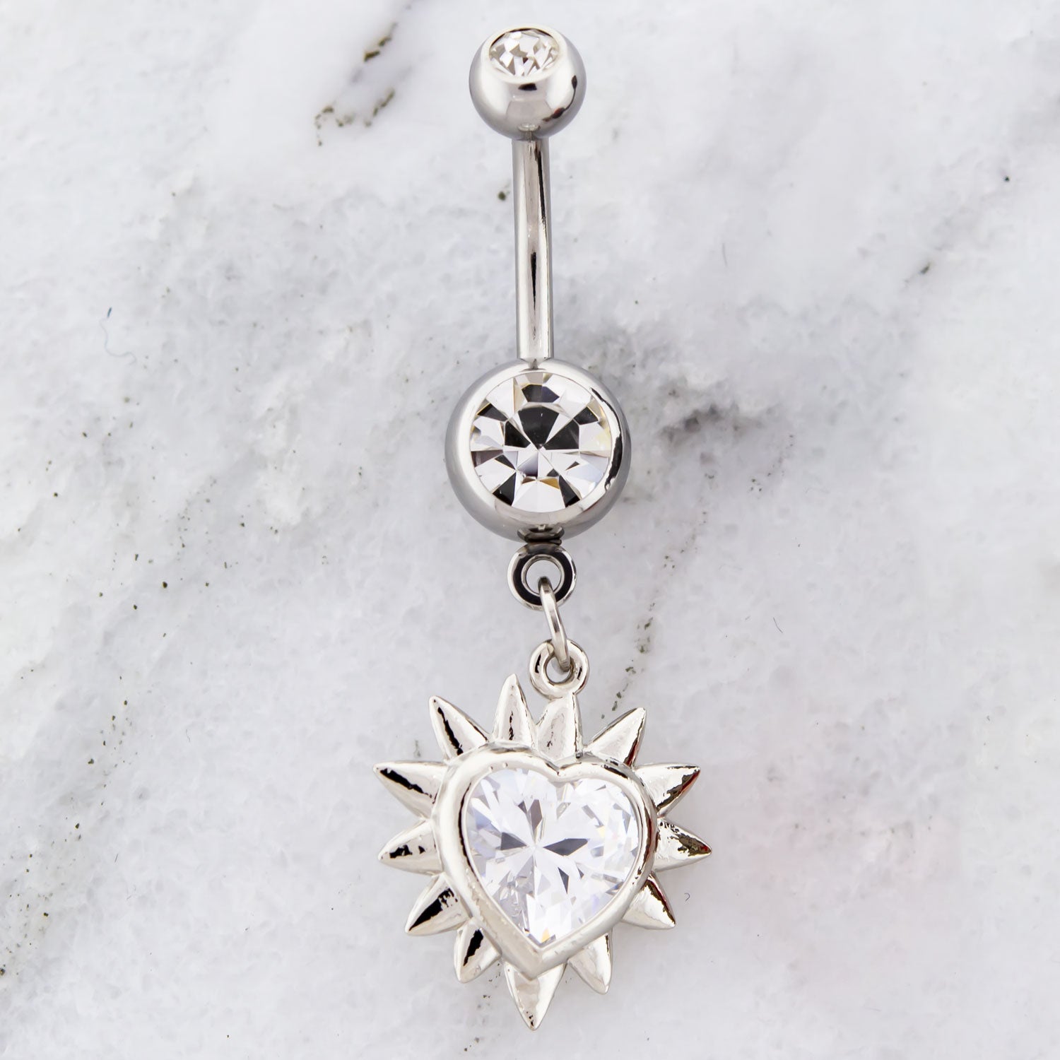 14G Spike Heart Navel Ring - Pierced Addiction