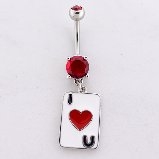 14G I Heart U Card Navel Ring - Pierced Addiction