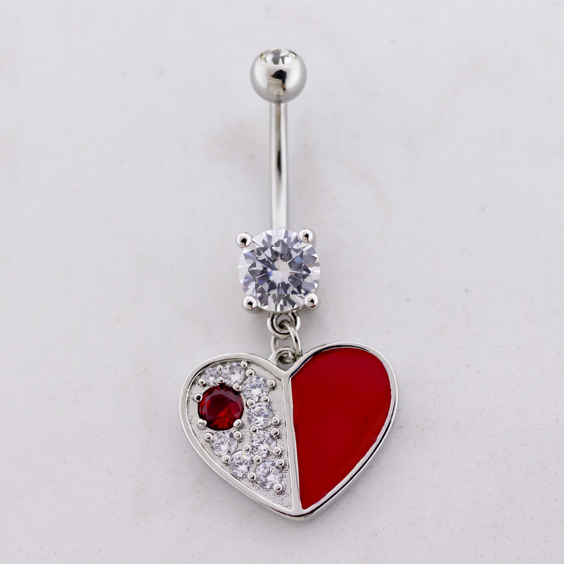 14G Two Toned Heart Navel Ring - Pierced Addiction