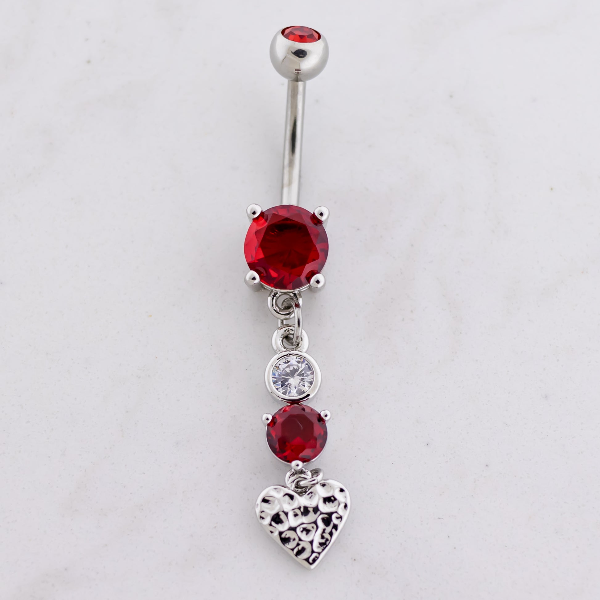 14G Triple Heart Dangle Navel Ring - Pierced Addiction