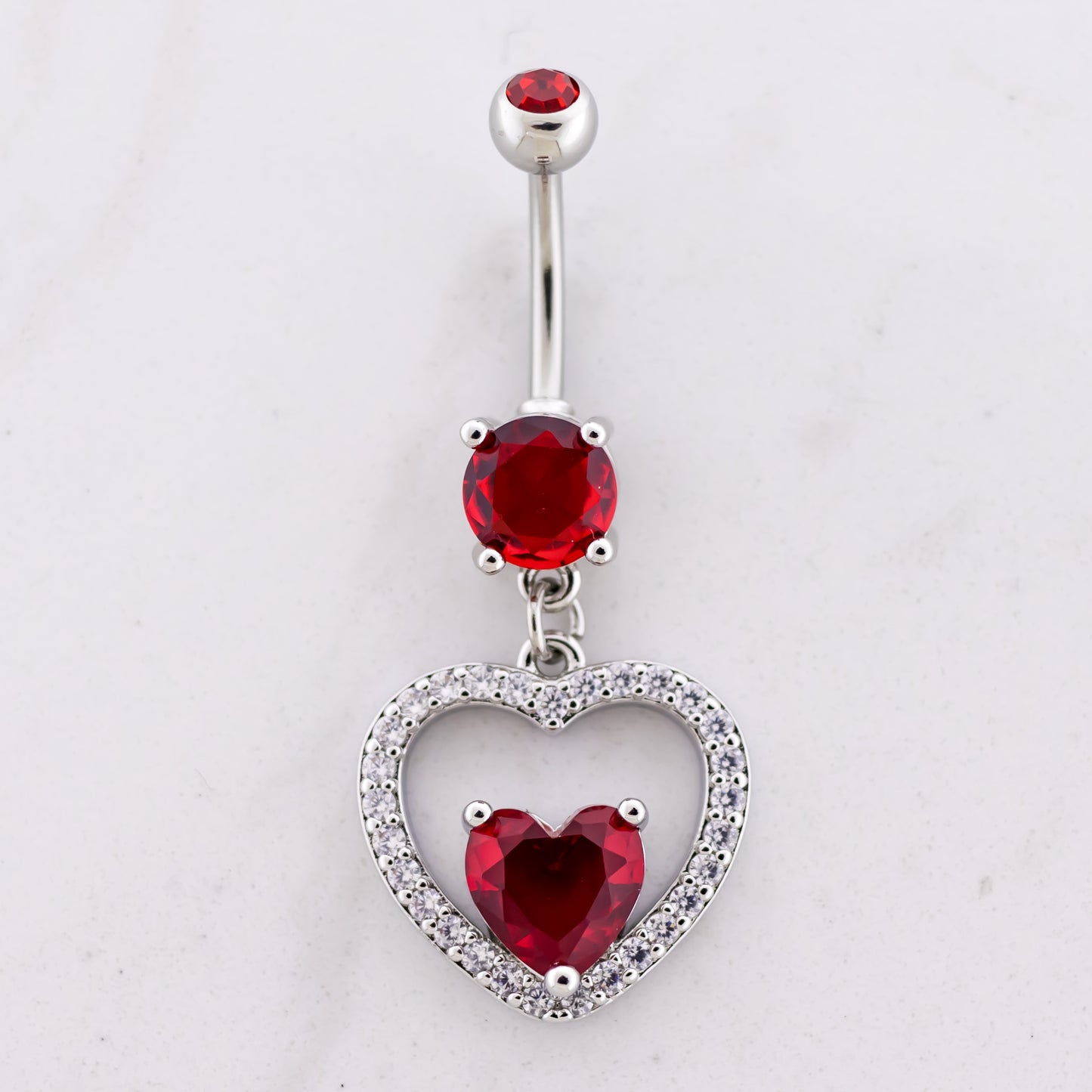 14G Gem Hearts Navel Ring - Pierced Addiction