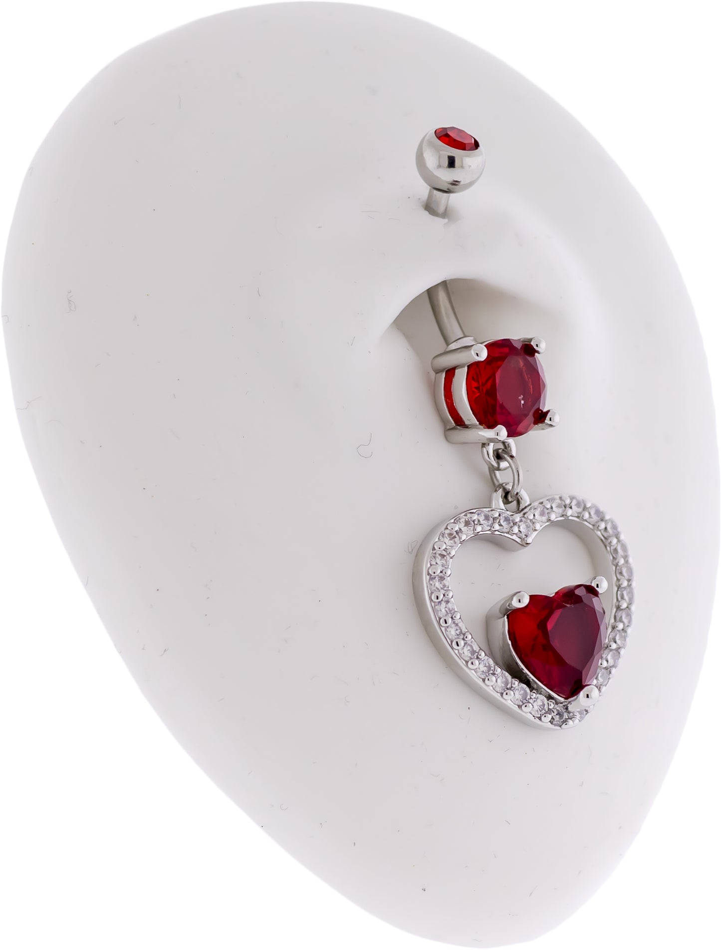 14G Gem Hearts Navel Ring - Pierced Addiction