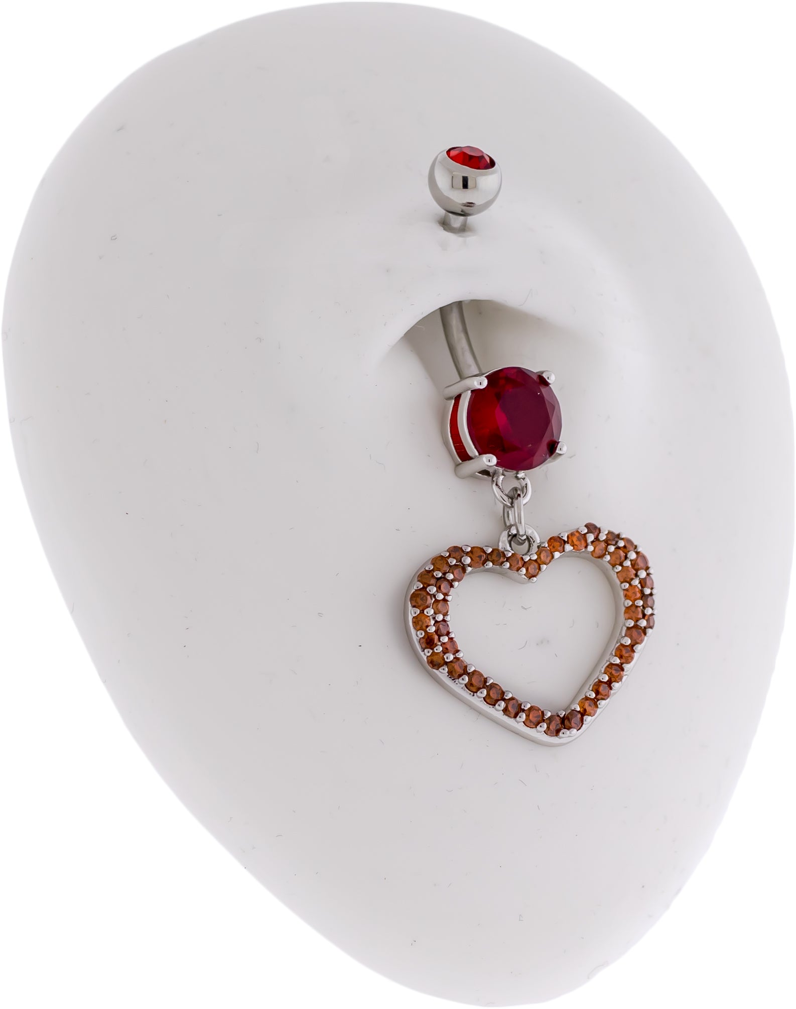 14G Pave Cutout Heart Navel Ring - Pierced Addiction