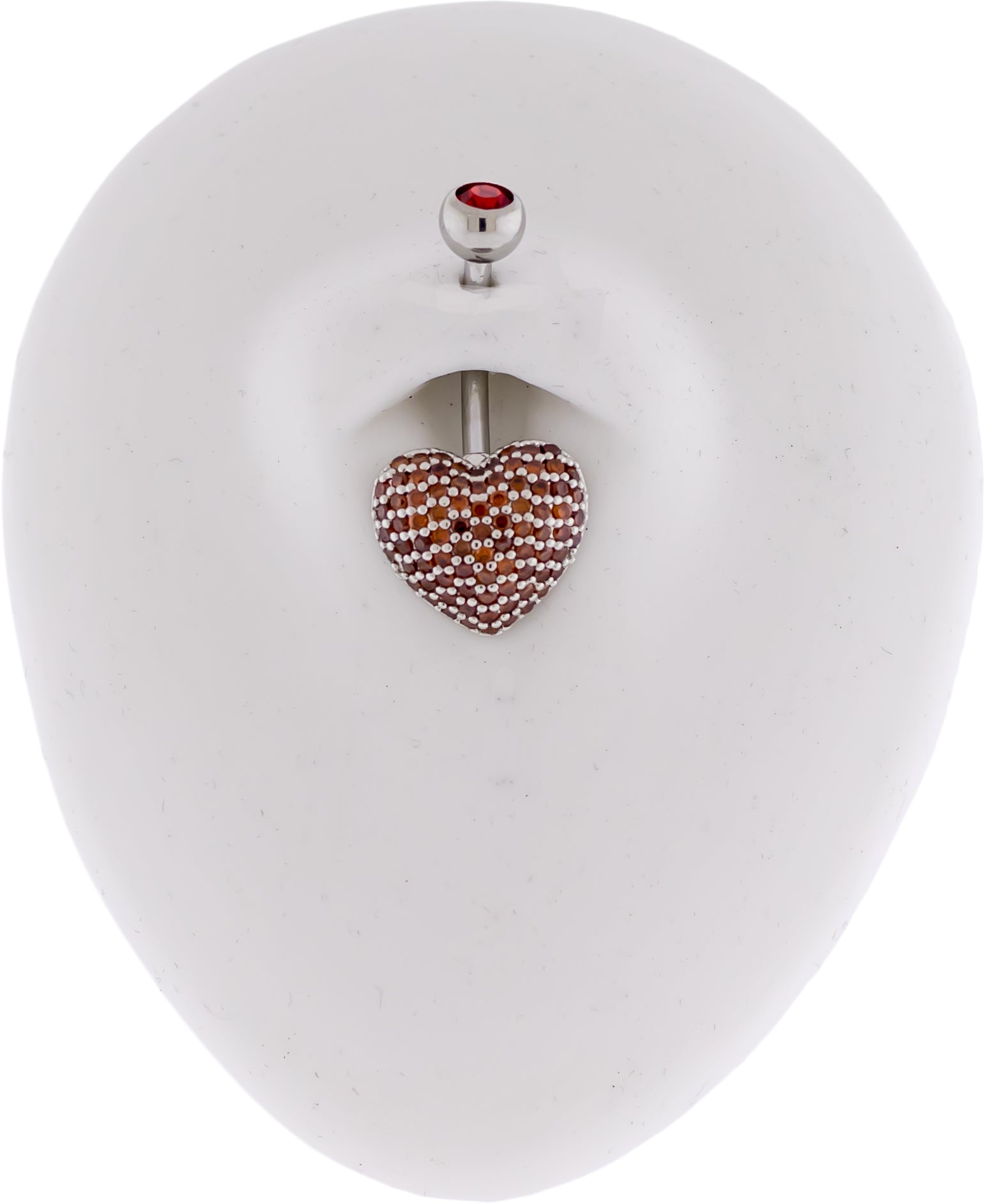 14G Pave Heart Navel Ring - Pierced Addiction