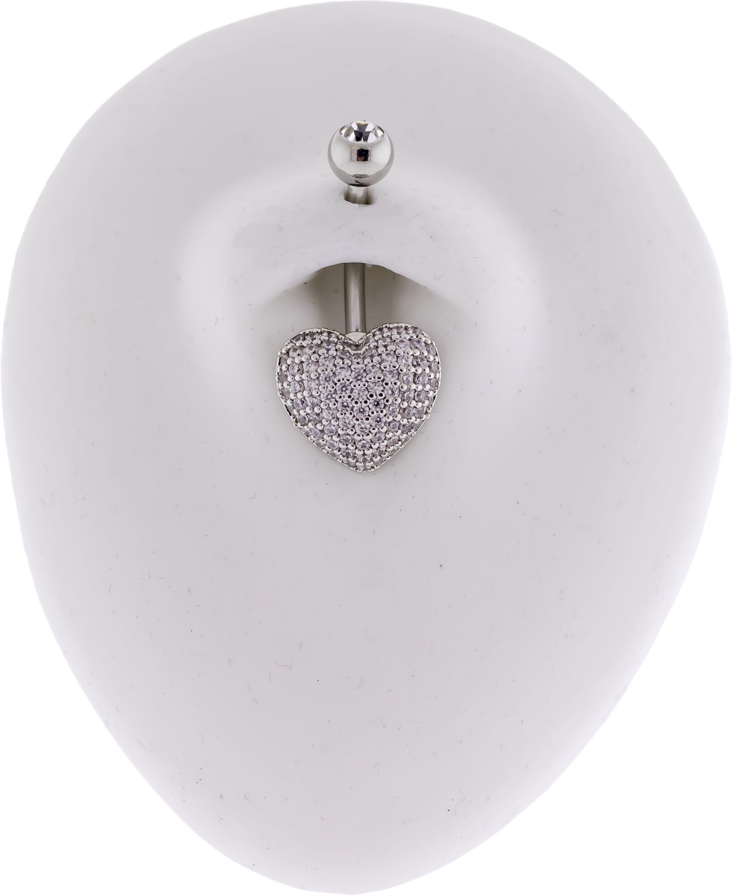 14G Pave Heart Navel Ring - Pierced Addiction