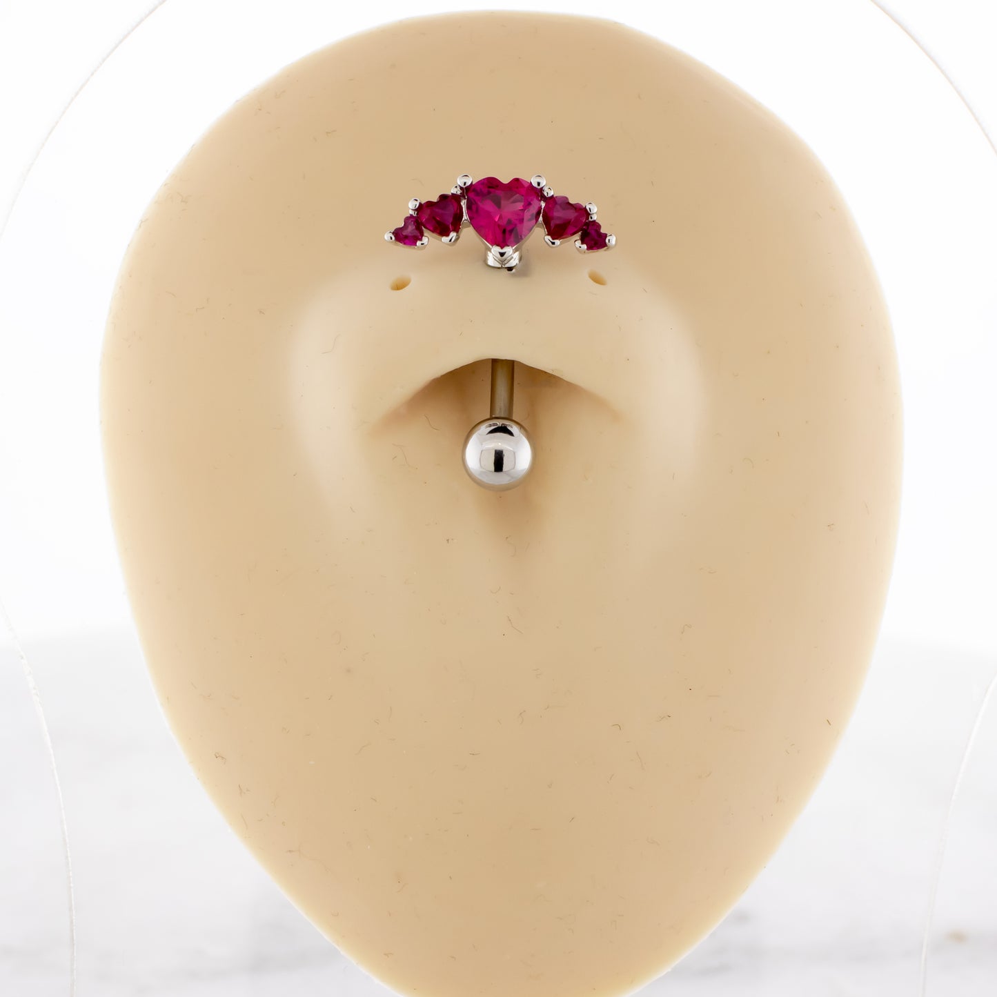 14G Crescent Heart Gems Navel Ring - Pierced Addiction