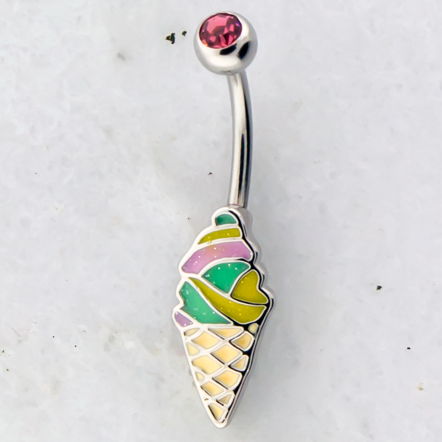 14G Glitter Ice Cream Navel Ring