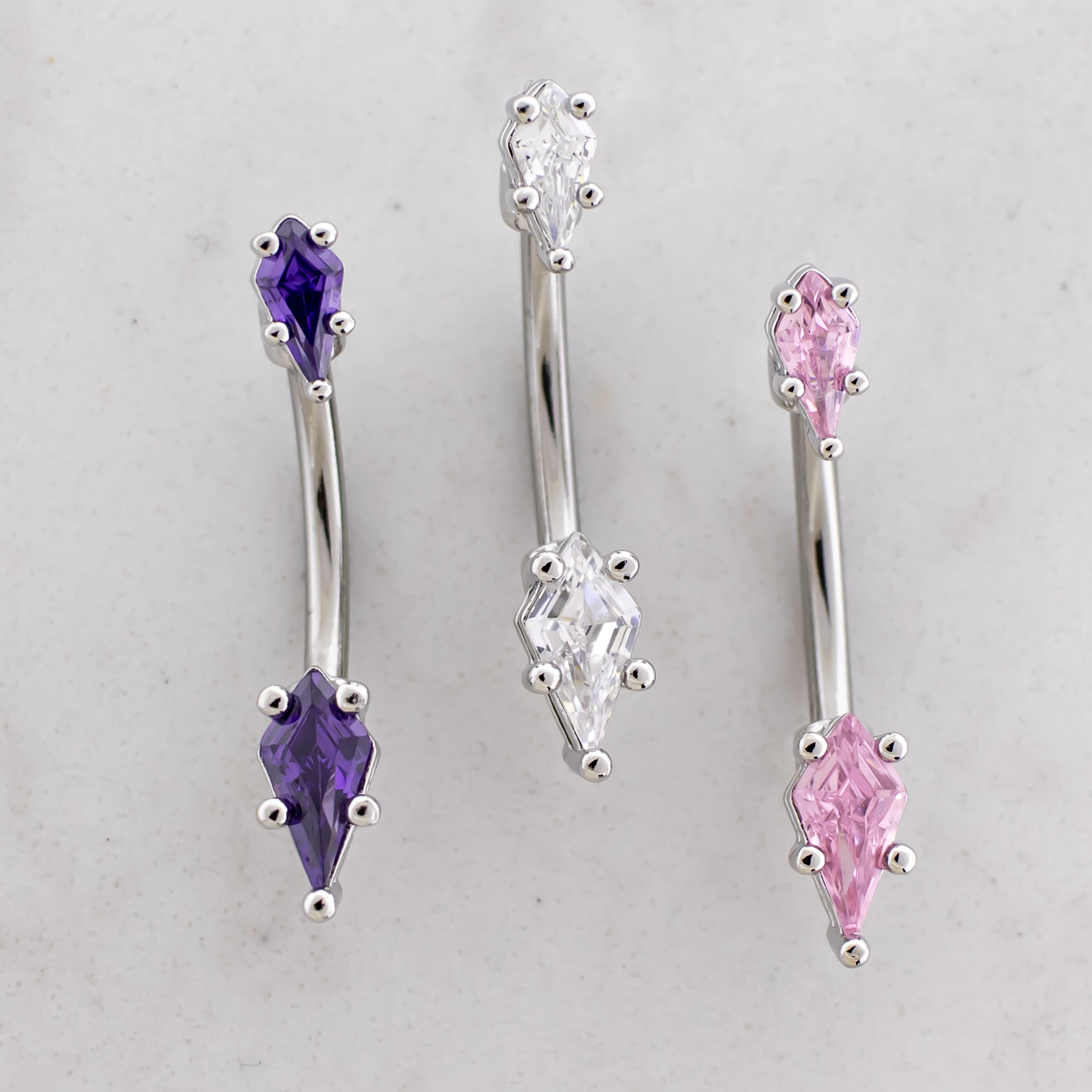14G Kite Cut Gem Navel Barbell - Pierced Addiction
