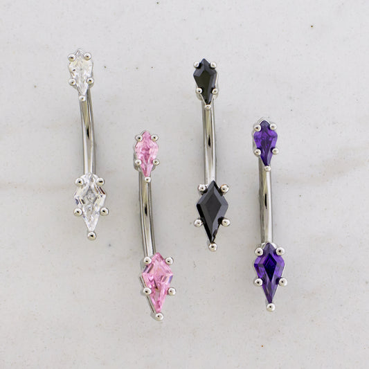 14G Kite Cut Gem Navel Barbell - Pierced Addiction