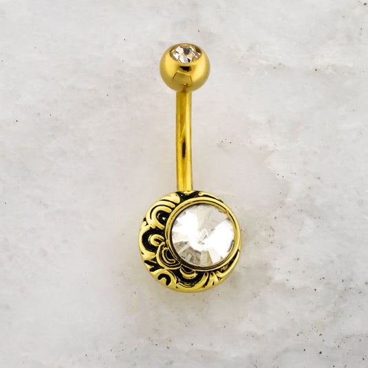 14G Tribal Crescent Navel Ring - Pierced Addiction