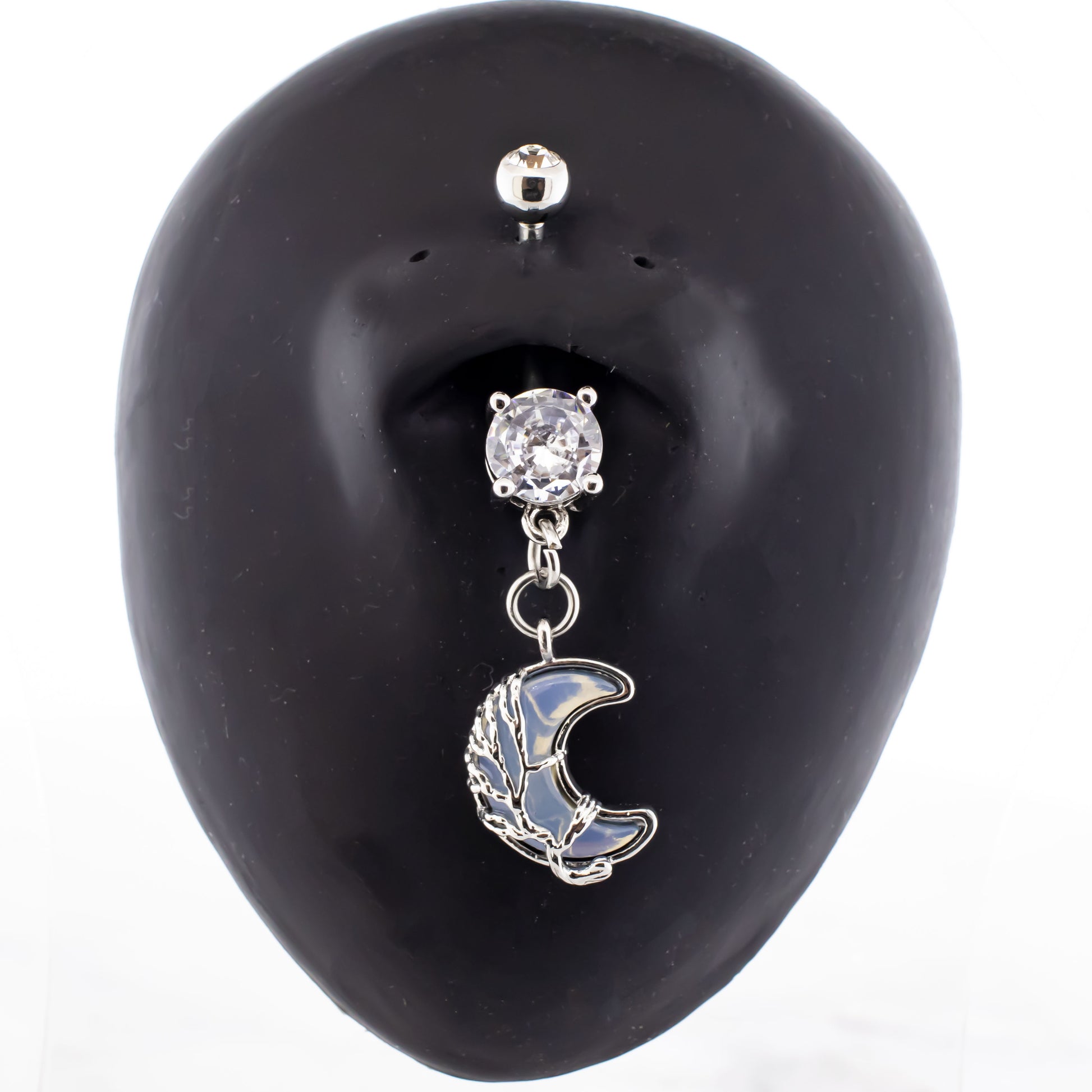 Wire Wrapped Crescent Moon Navel Ring - Pierced Addiction