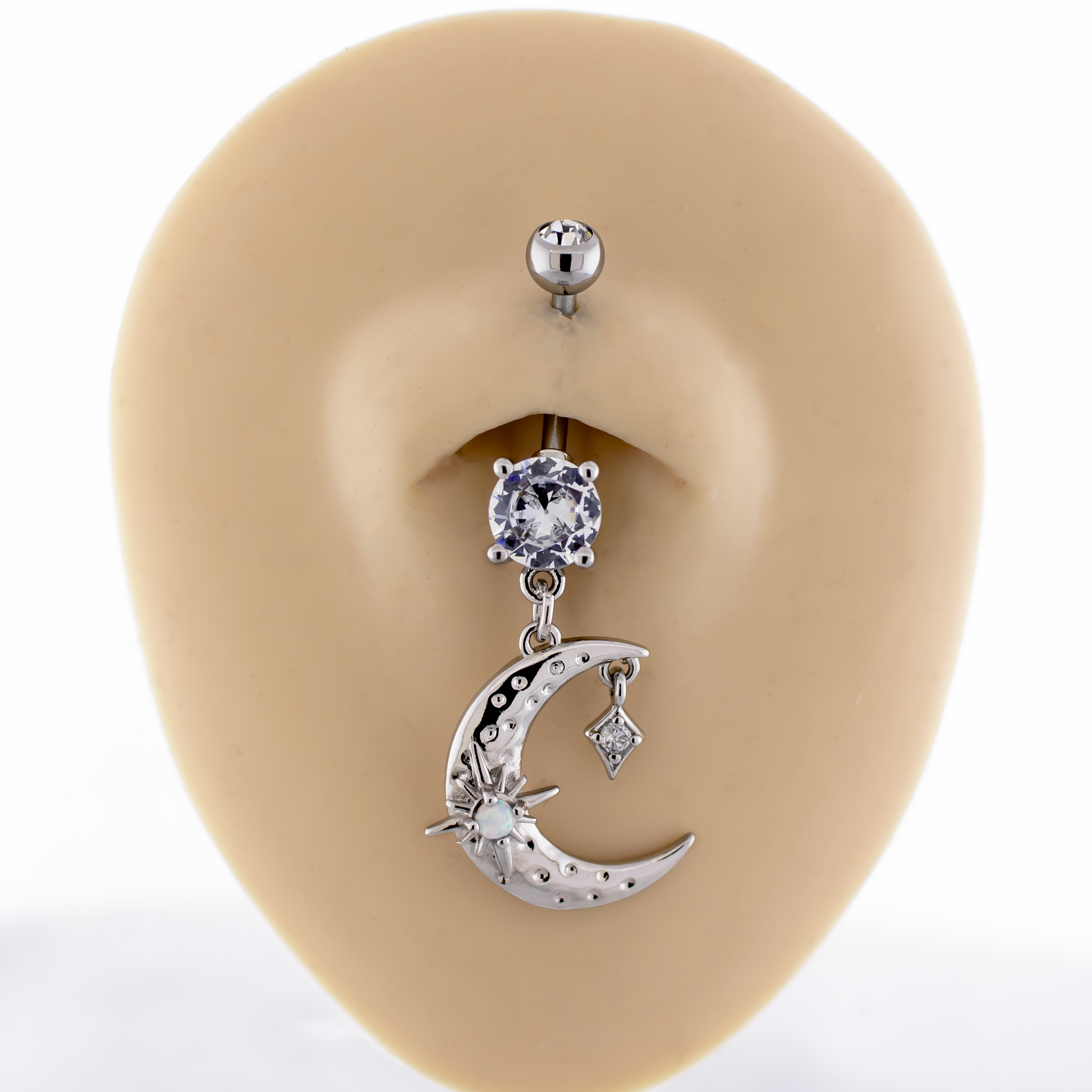 14G Crescent Moon with Star Navel Ring - Pierced Addiction