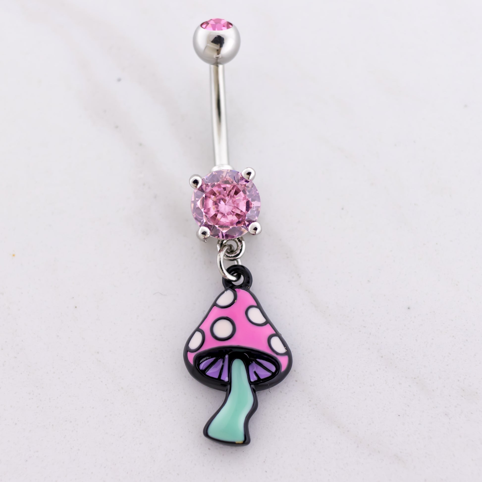 14G Pink Mushroom Navel Ring - Pierced Addiction