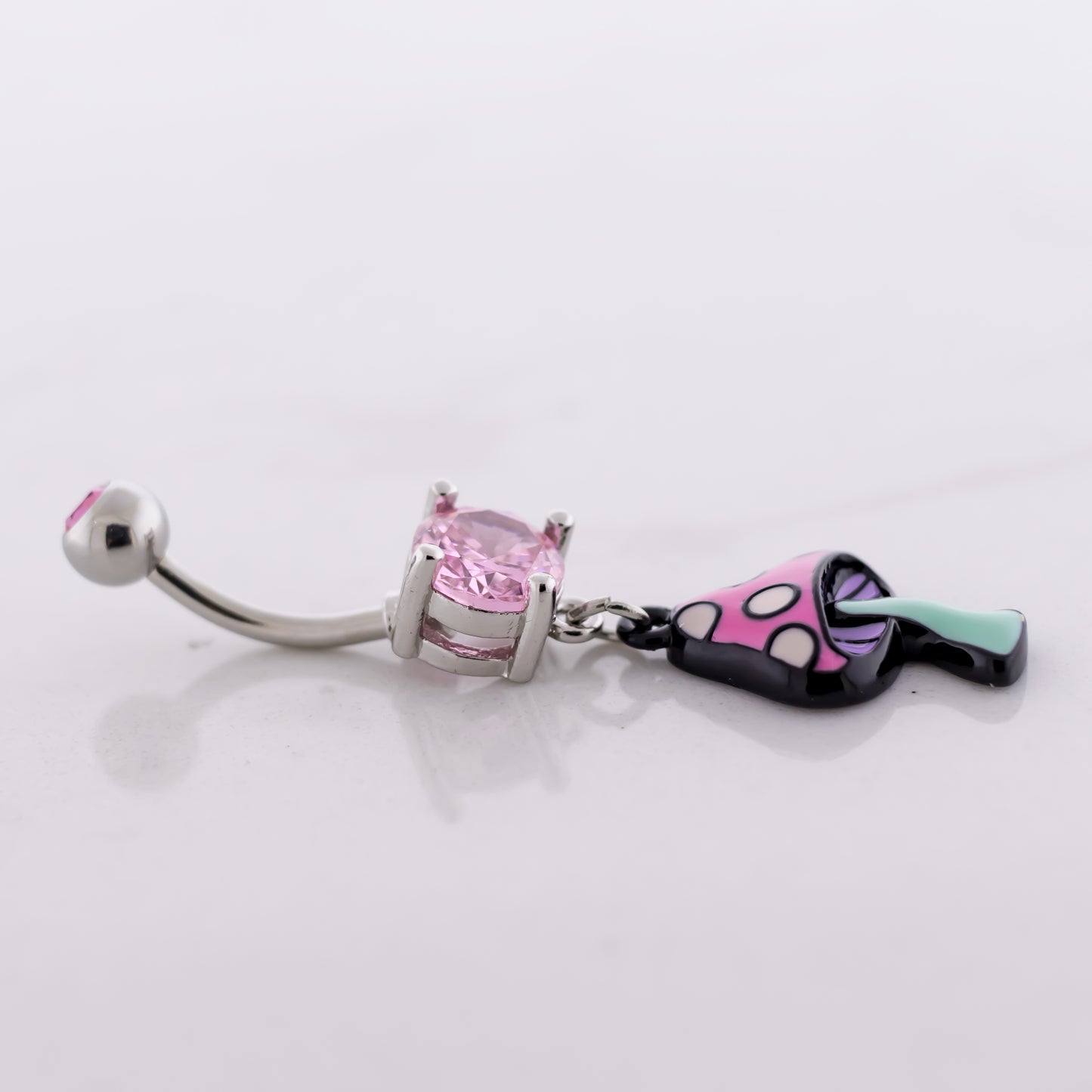 14G Pink Mushroom Navel Ring - Pierced Addiction