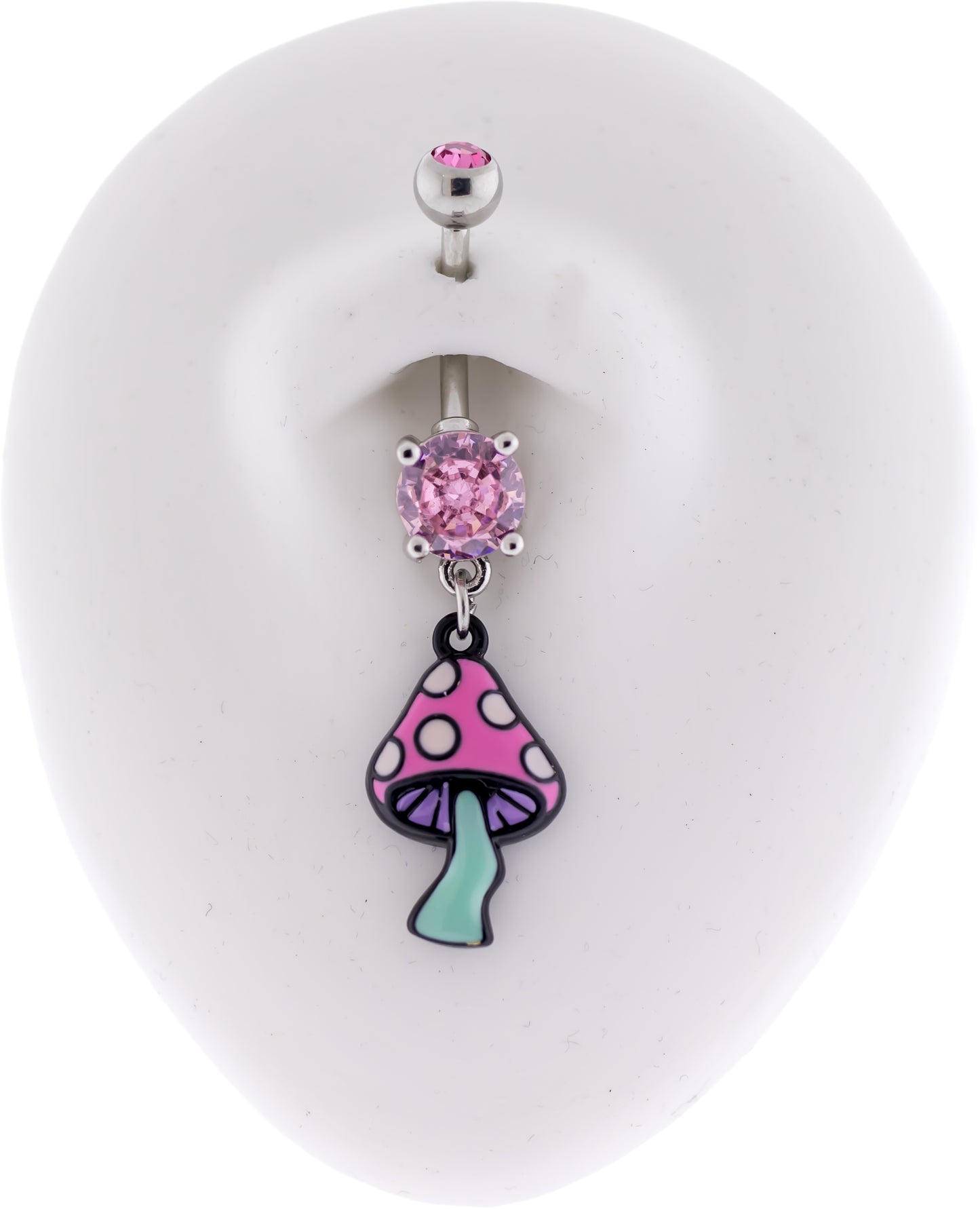 14G Pink Mushroom Navel Ring - Pierced Addiction