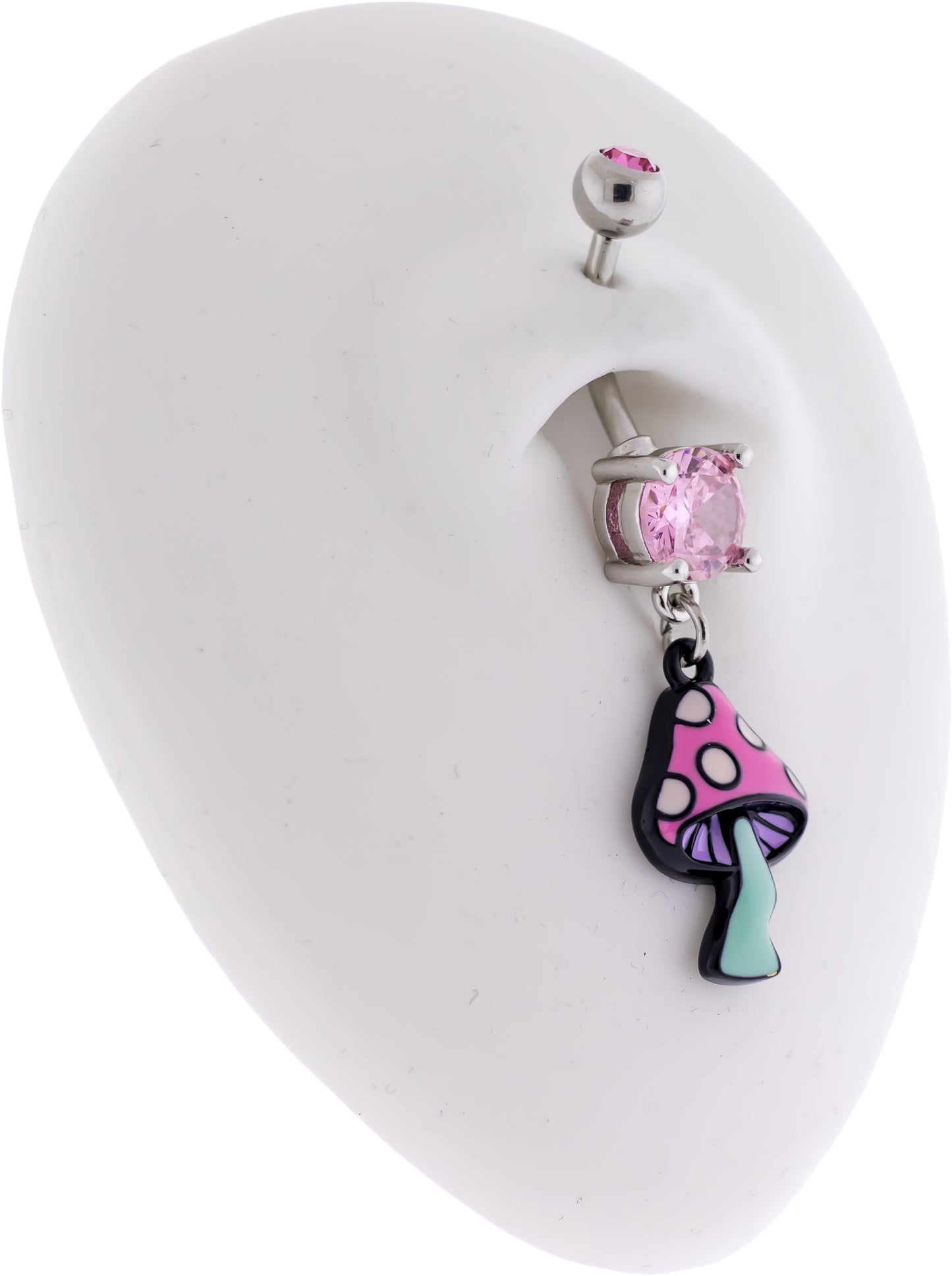 14G Pink Mushroom Navel Ring - Pierced Addiction