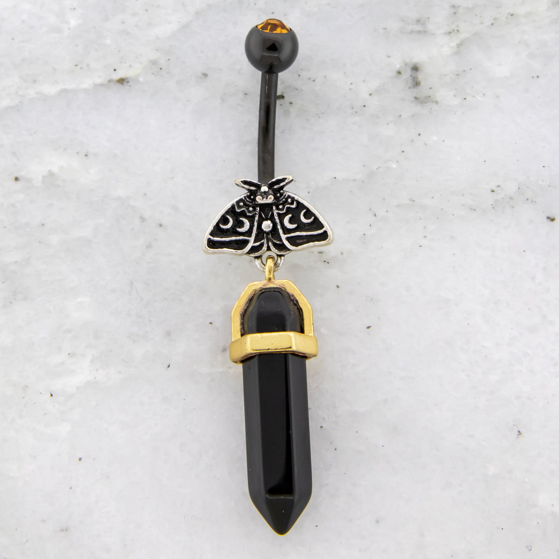 14G Moon Phased Moth Navel Ring - Pierced Addiction