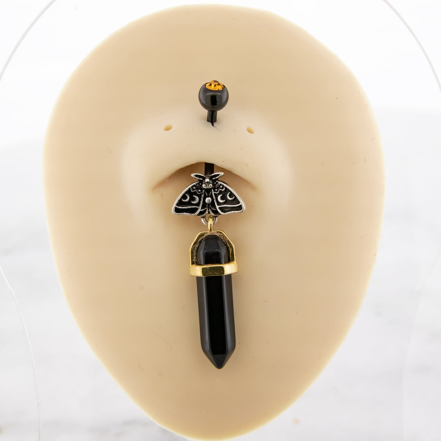 14G Moon Phased Moth Navel Ring - Pierced Addiction