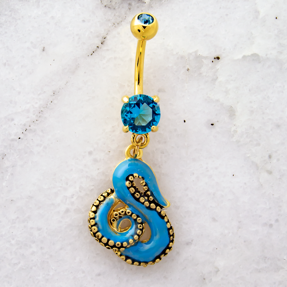 Gold PVD Octopus Navel Ring