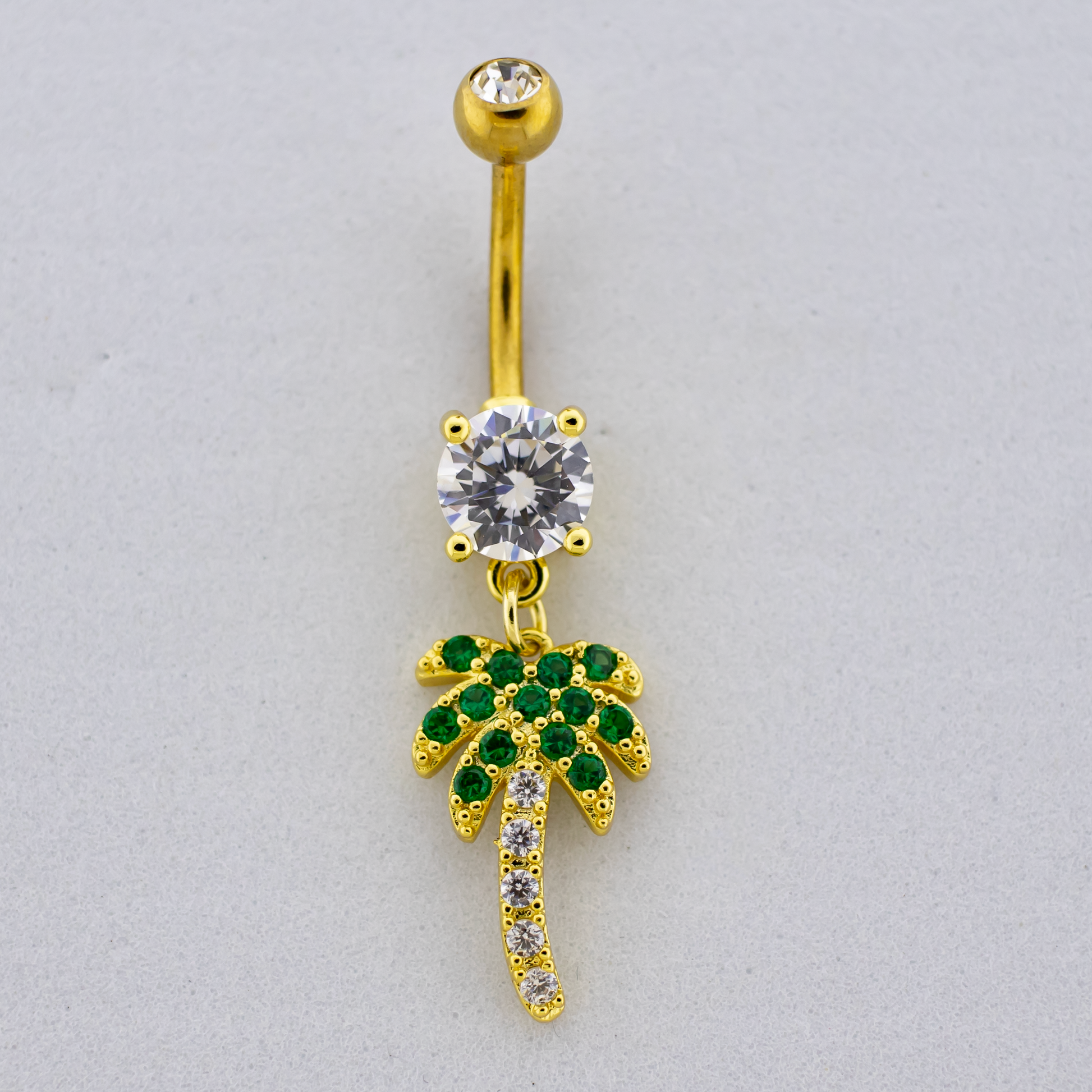 14G Gem Palm Tree Navel Ring