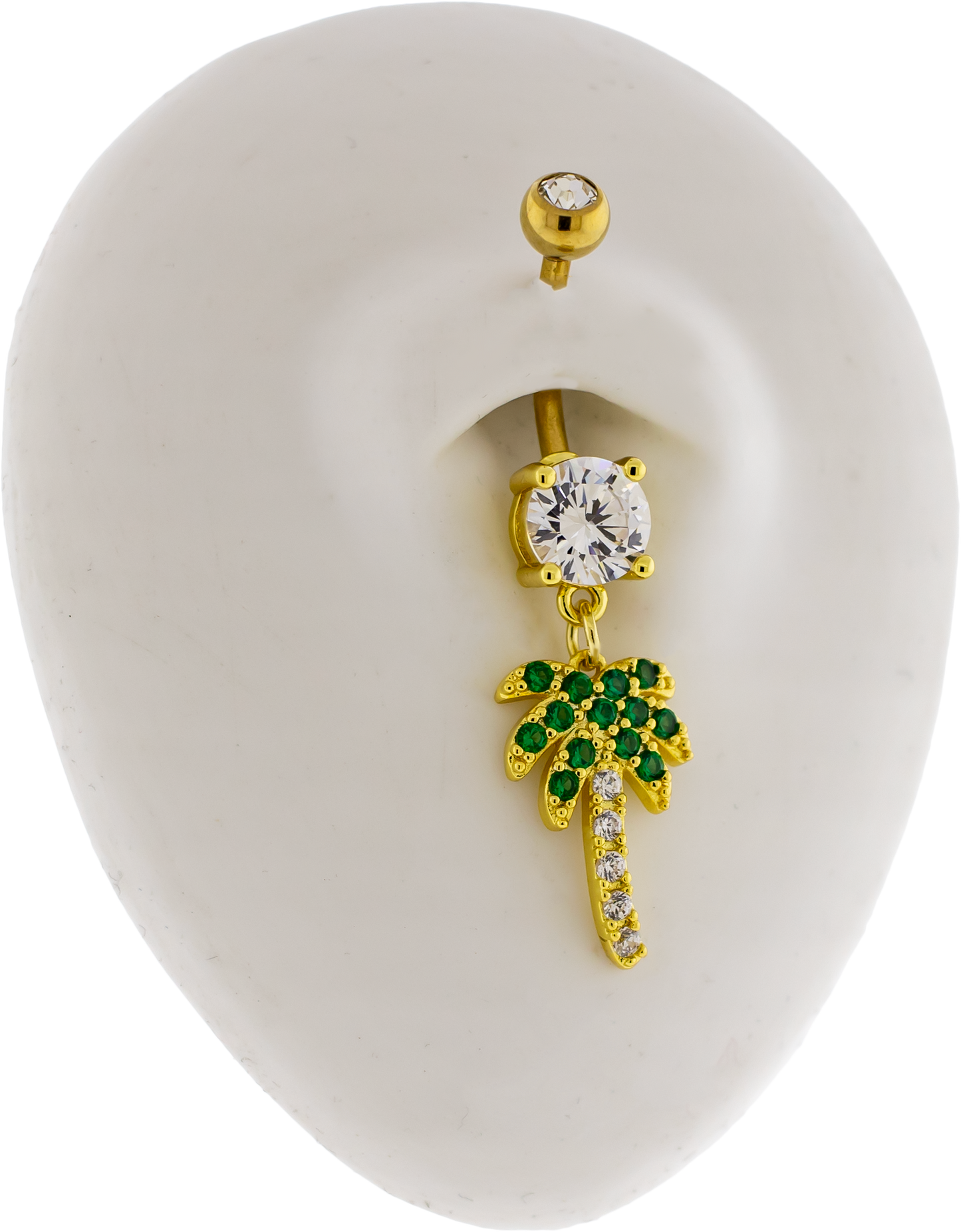 14G Gem Palm Tree Navel Ring