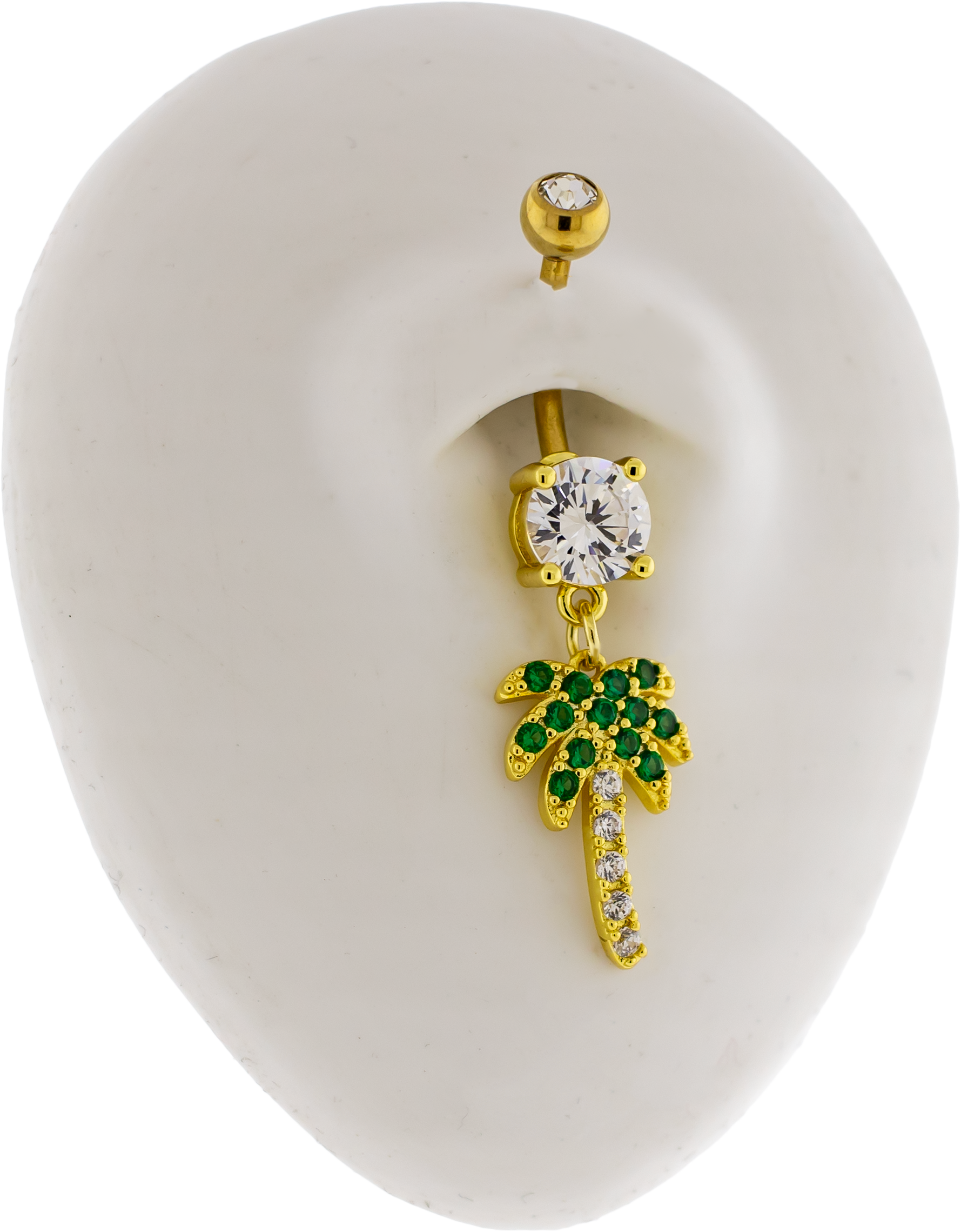 14G Gem Palm Tree Navel Ring