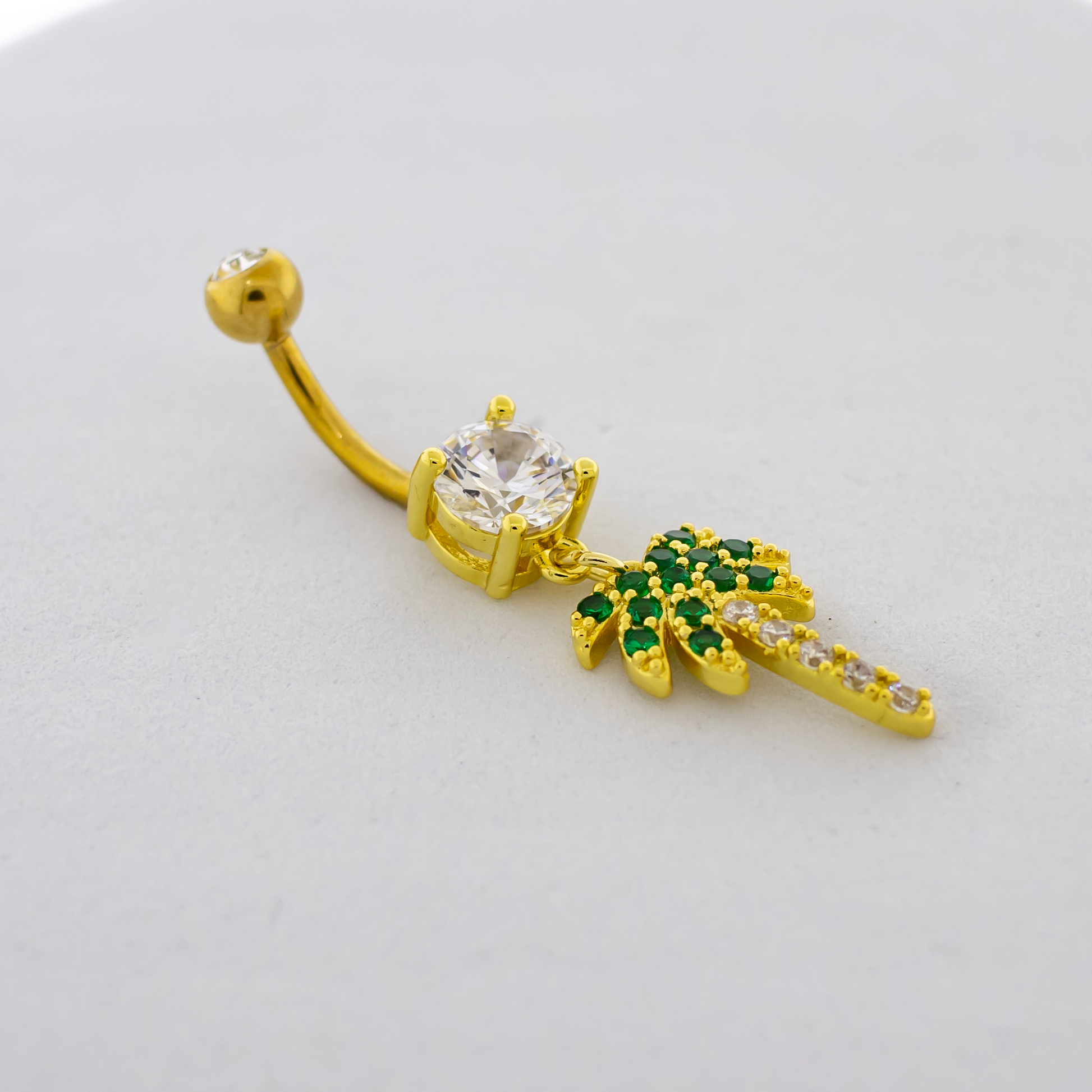 14G Gem Palm Tree Navel Ring