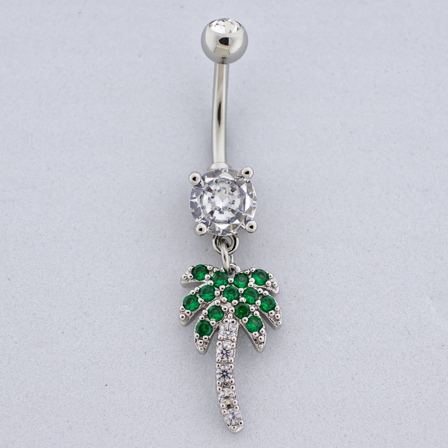 14G Gem Palm Tree Navel Ring