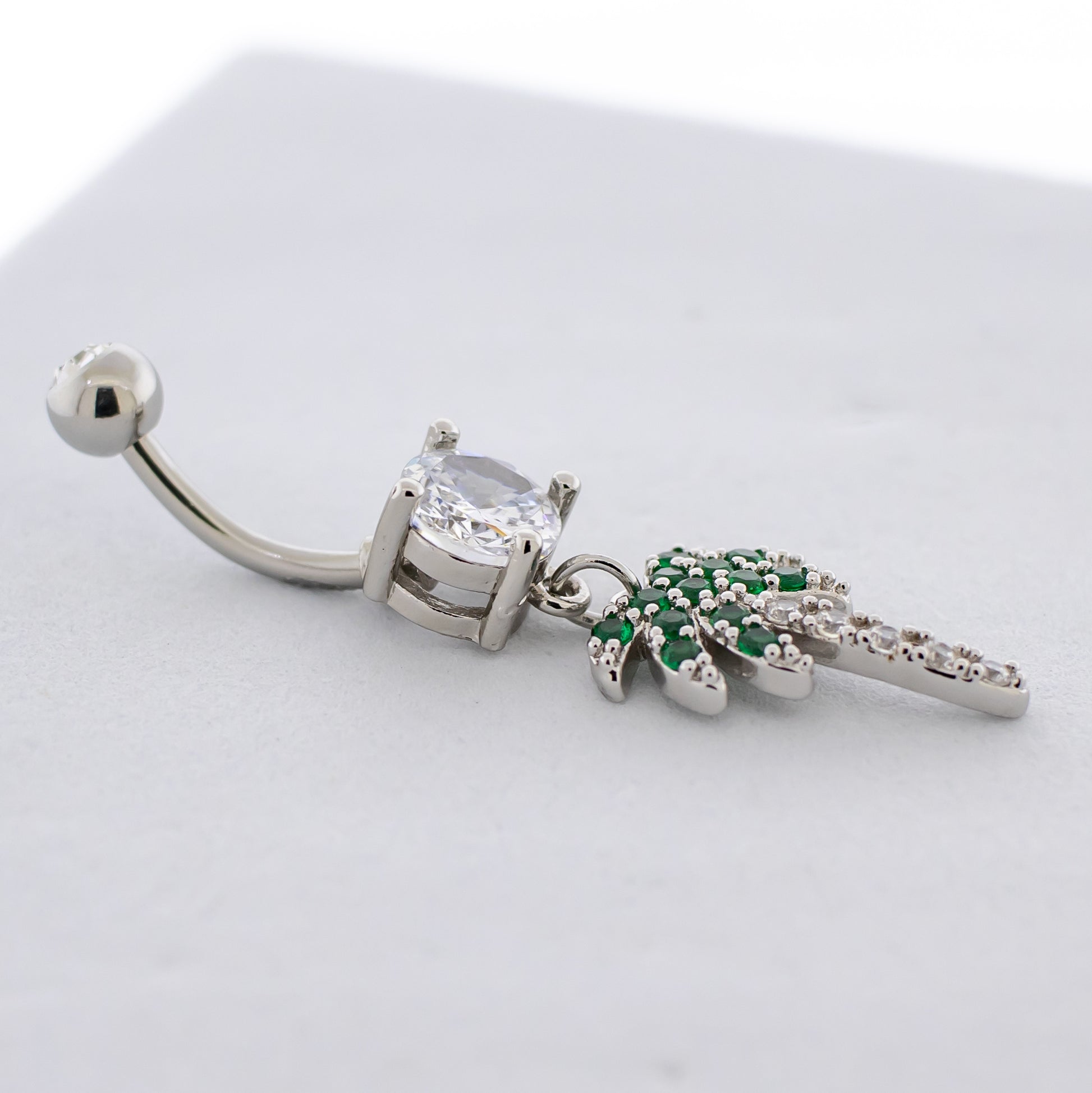 14G Gem Palm Tree Navel Ring