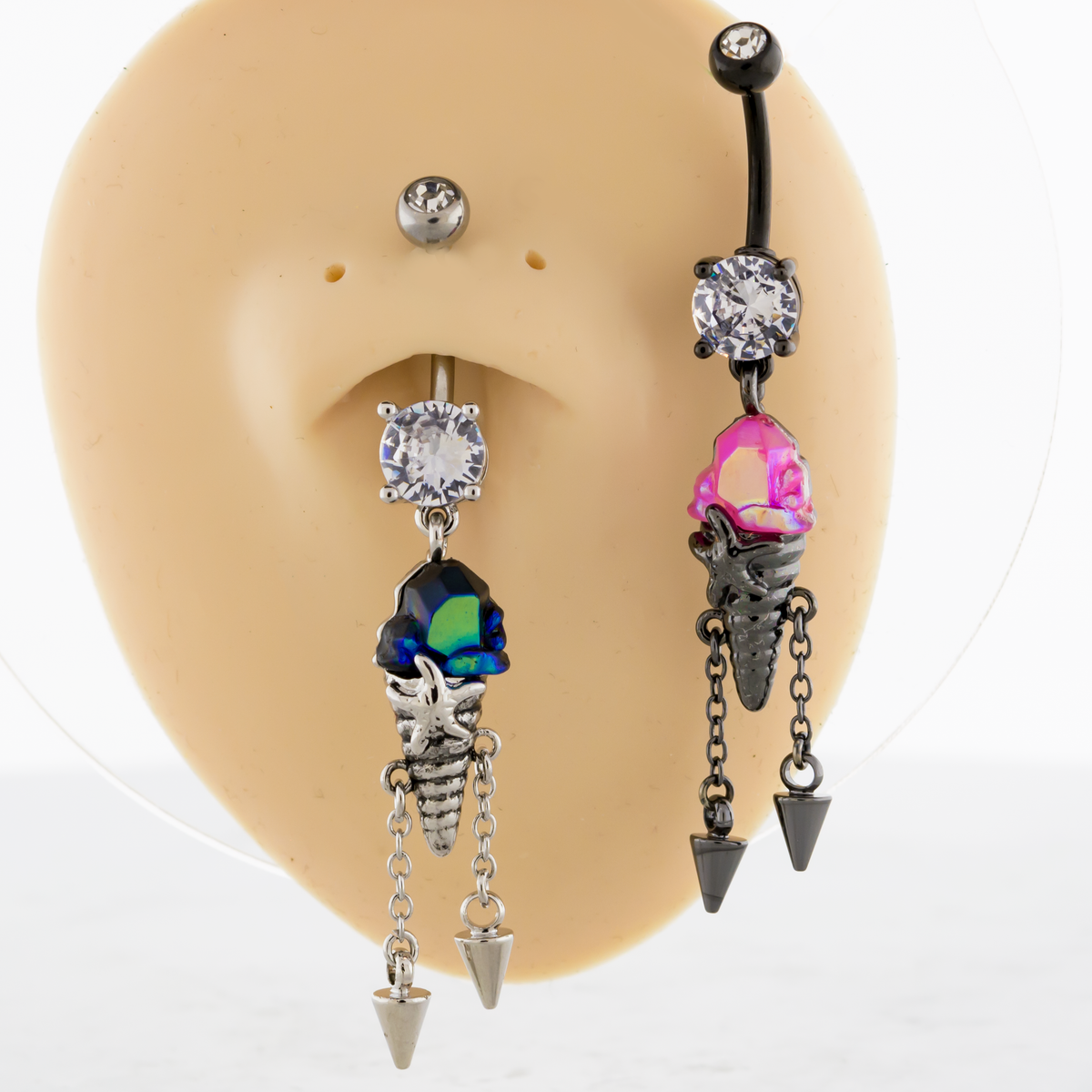 Sea Shell & Spikes Dangle Navel Ring