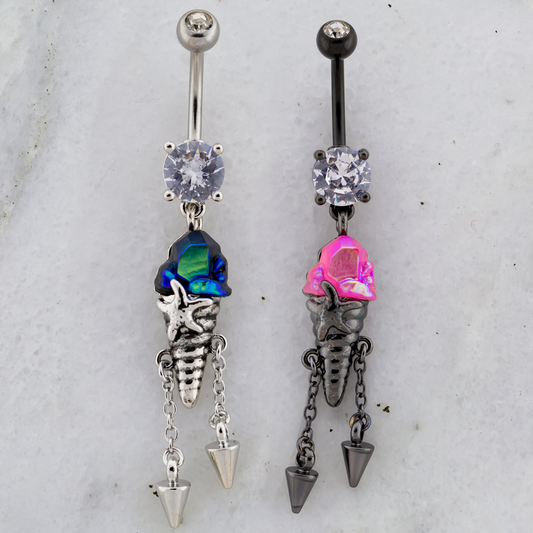 Sea Shell & Spikes Dangle Navel Ring
