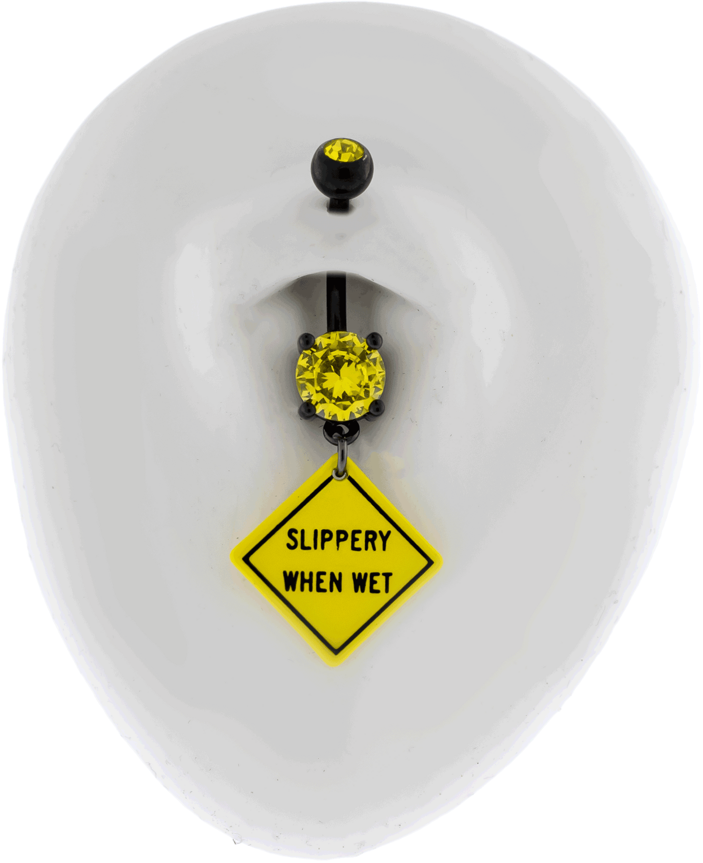 14G Slippery When Wet Sign Navel Ring