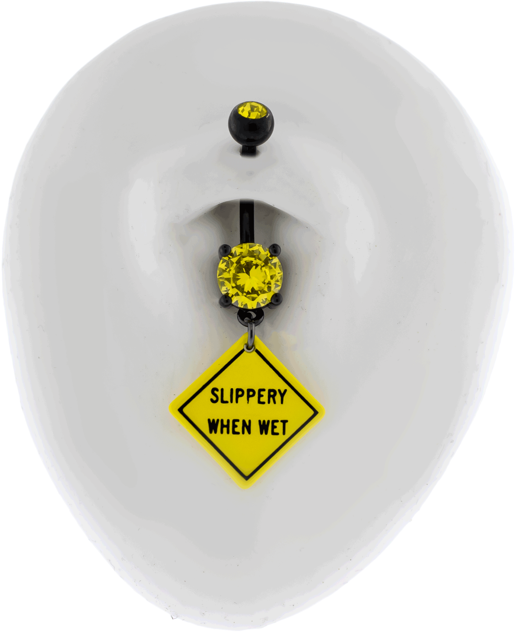 14G Slippery When Wet Sign Navel Ring