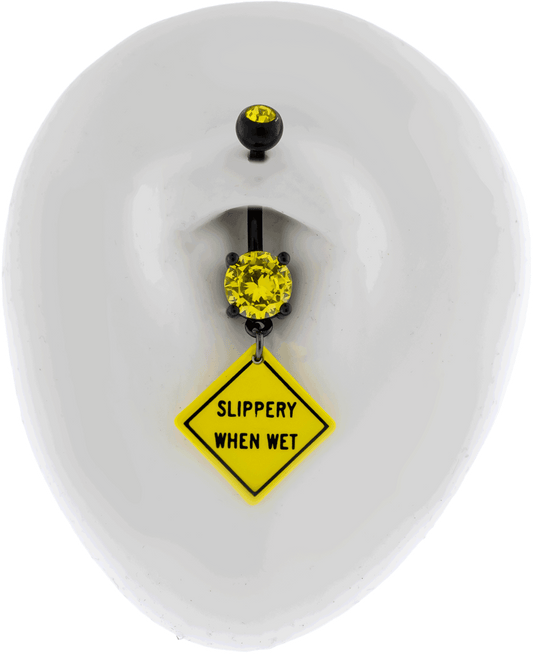 14G Slippery When Wet Sign Navel Ring