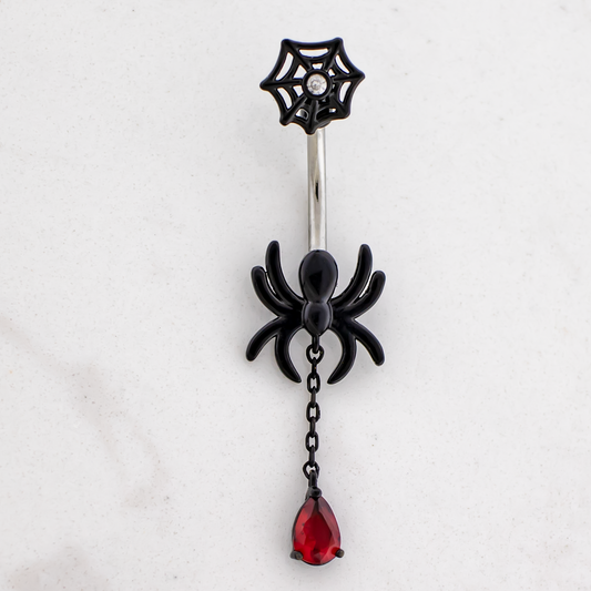 14G Spider Chain Gem Navel Ring - Pierced Addiction