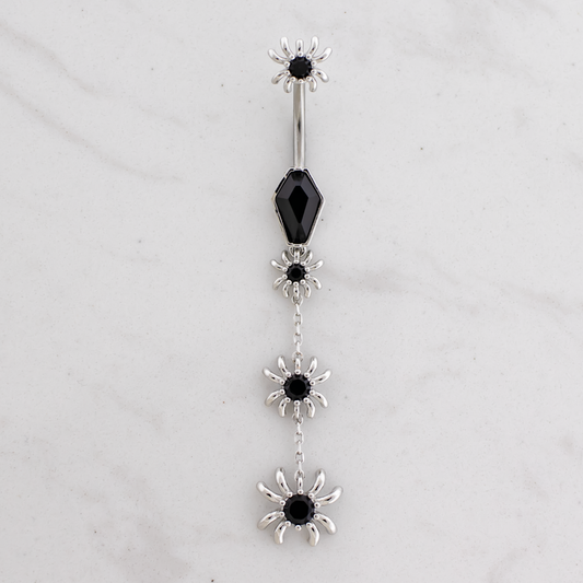 14G Coffin w/ Spider Dangle Navel Barbell - Pierced Addiction