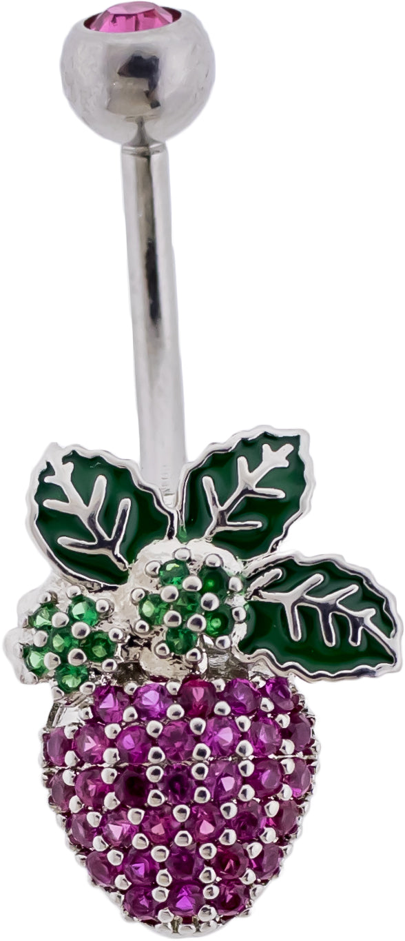 14G Gem Strawberry Navel Ring - Pierced Addiction